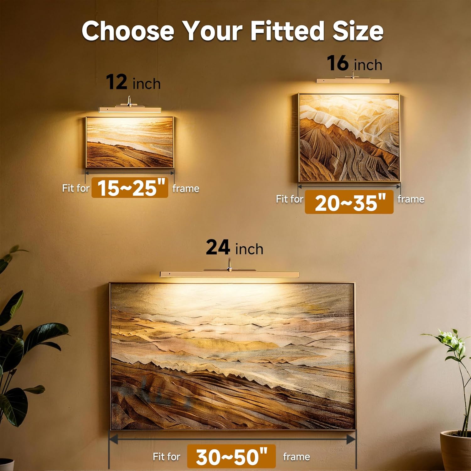 Picture Light Wireless, 5000mAh Battery Powered Art Light for Pictures, 350LM, Dimmable, Remote Control, 16in Wall