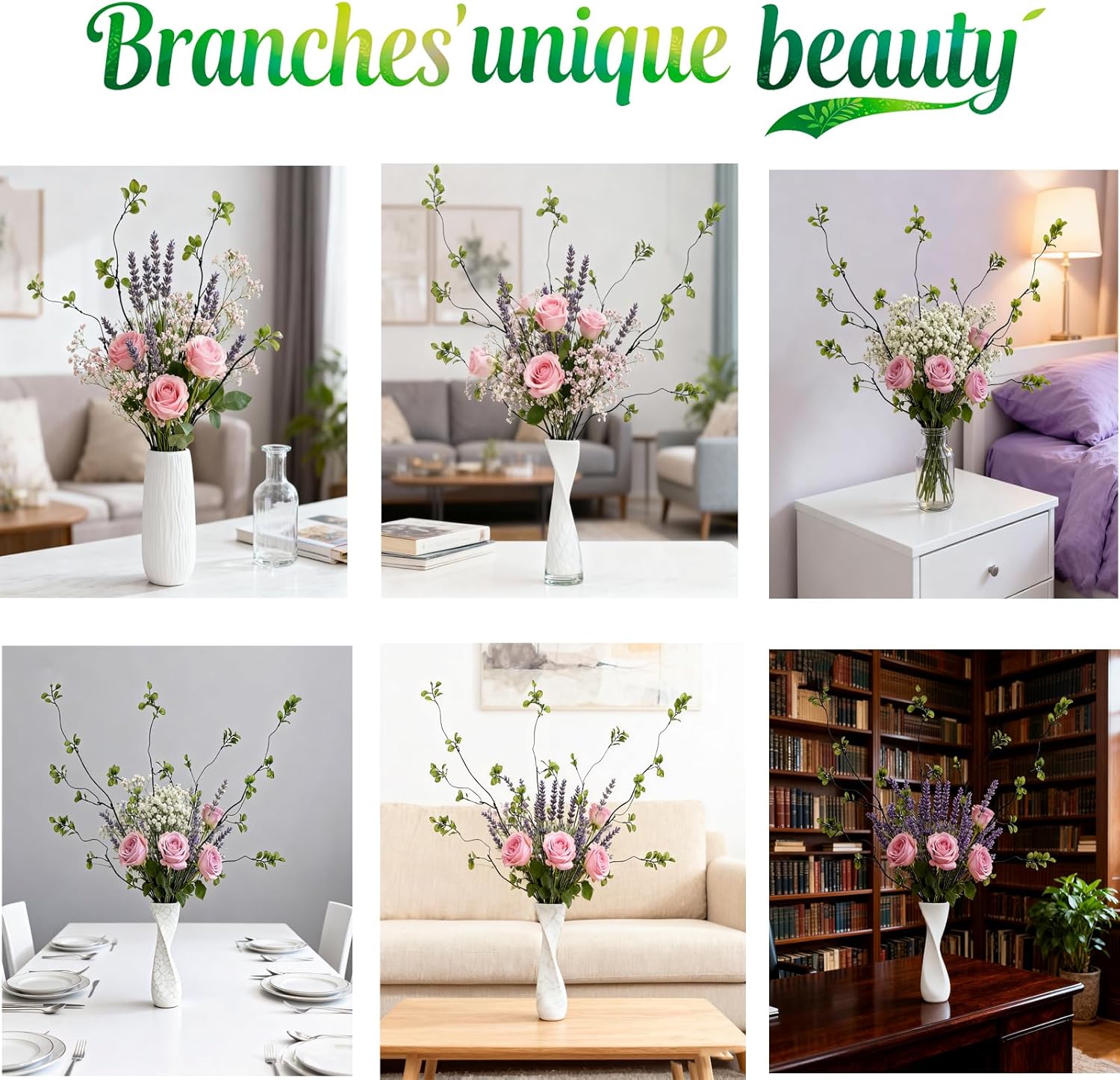 38.5" Tall All- Artificial Branches / Green / Set of 4