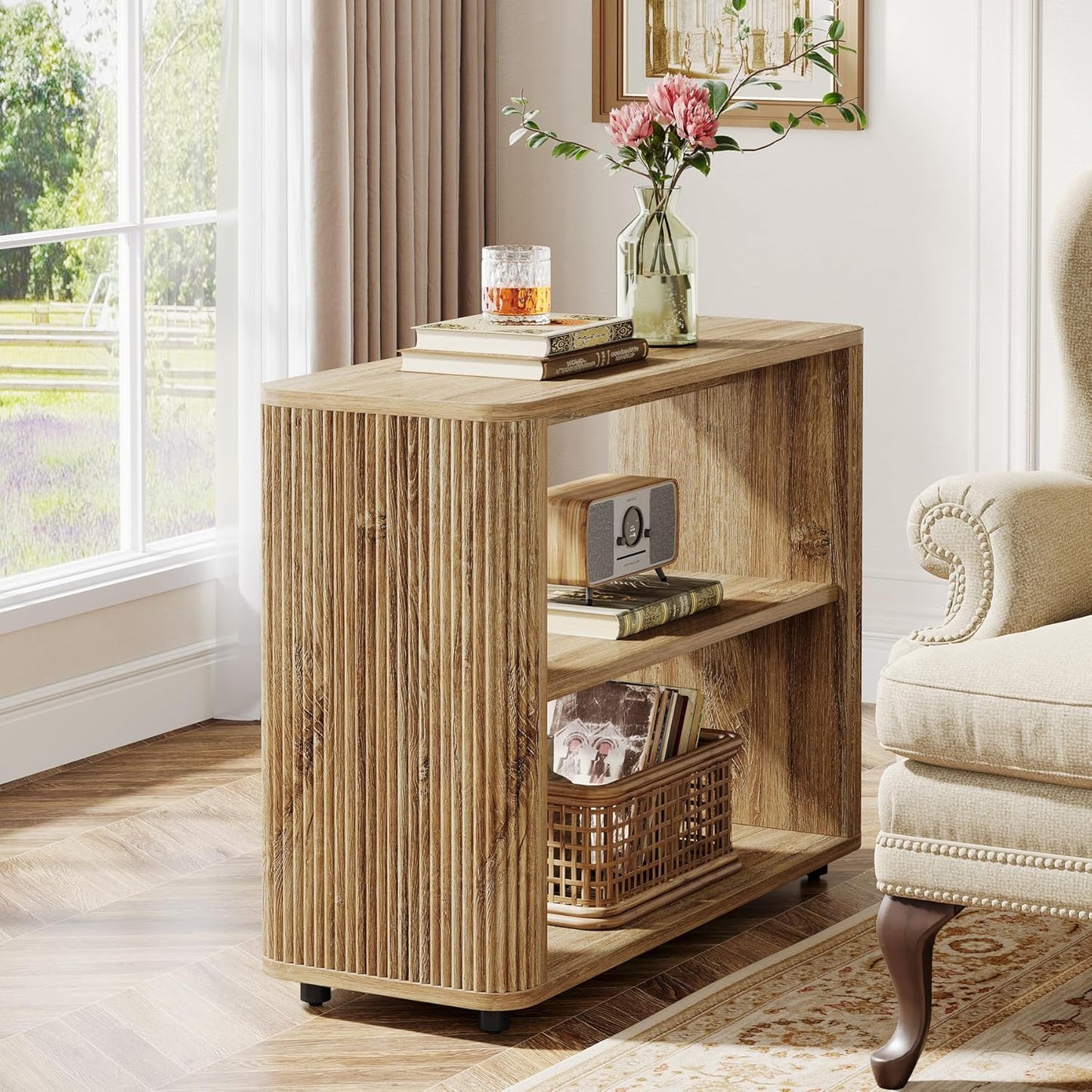 Storage Shelves / 3-Tier End Table / Natural