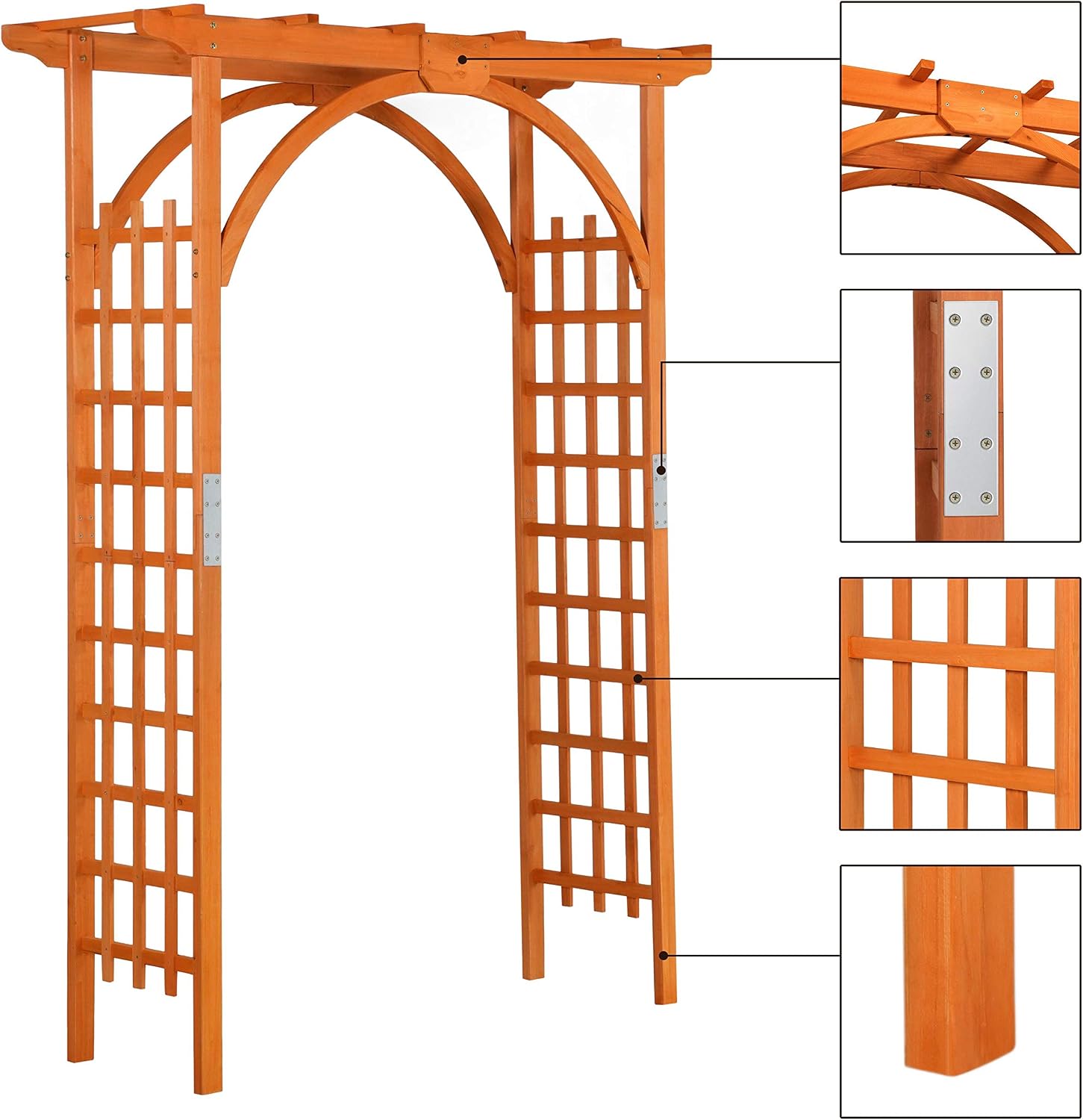 Yaheetech 85in Wooden Garden Arch Arbor Trellis for Backyard Patio Outdoor | Metal-reinforced fir wood arch with