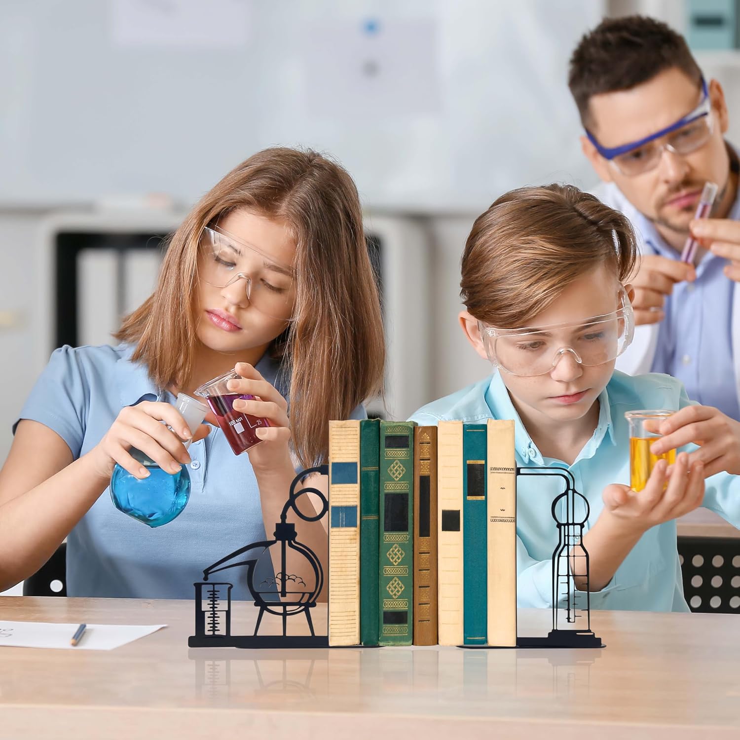 Unique Chemistry Metal Bookends / D