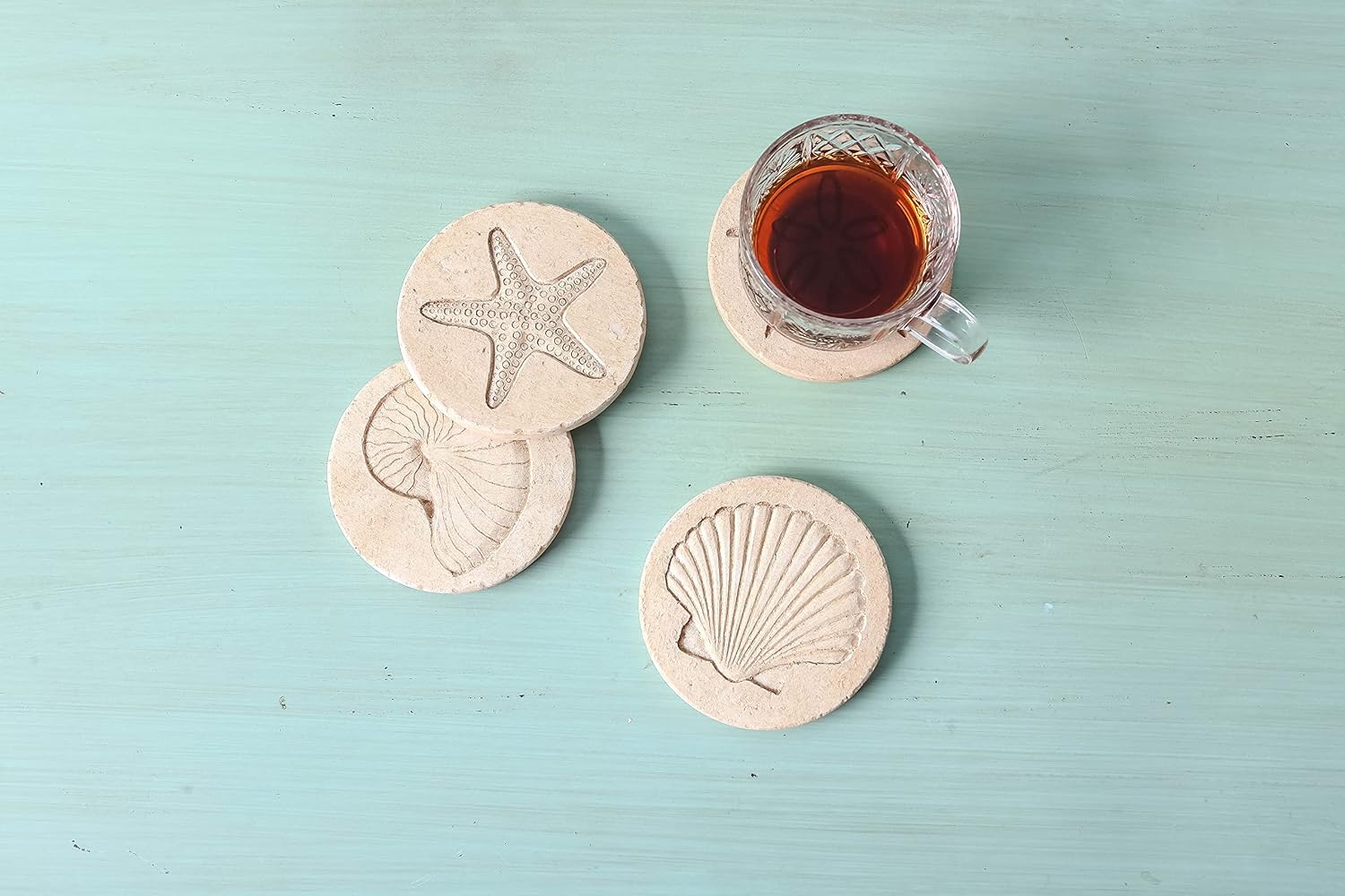 Nautical Outdoor Coasters / Seashell / Set of 4