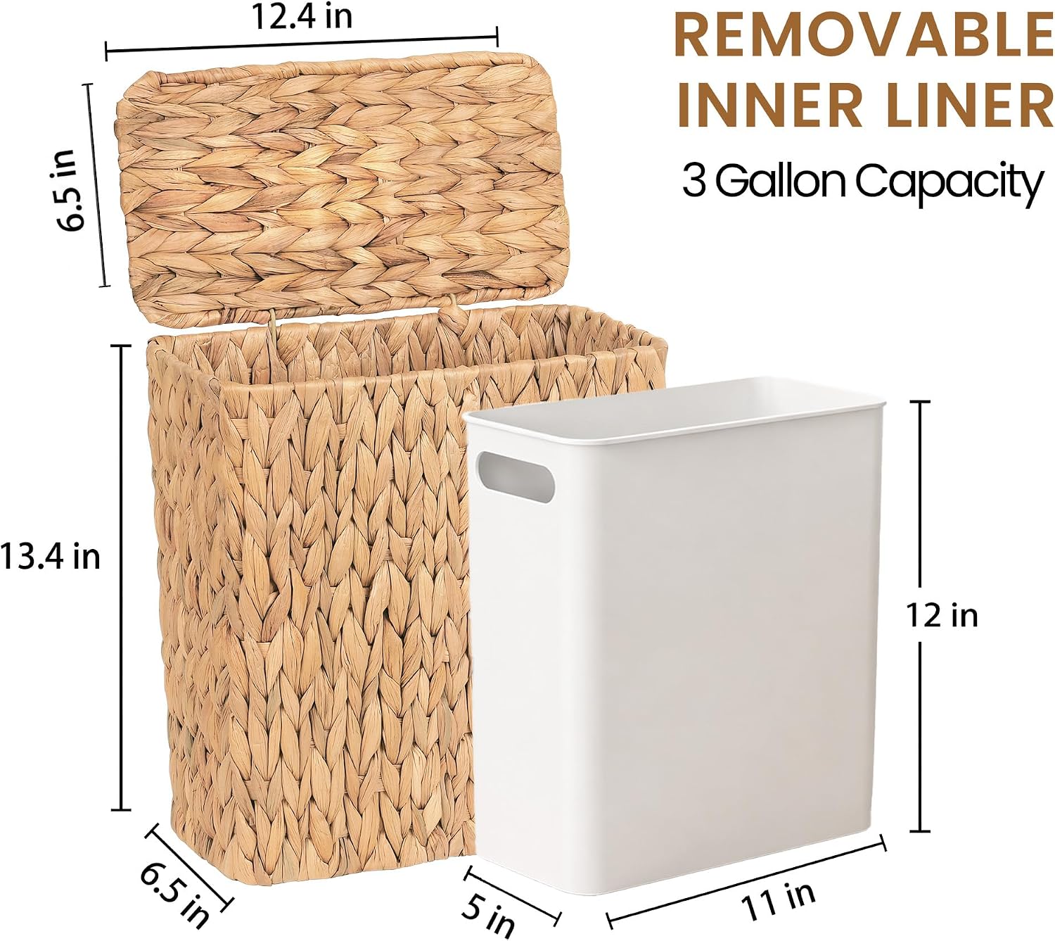 Handwoven Rattan Waste Basket / Water Hyacinth