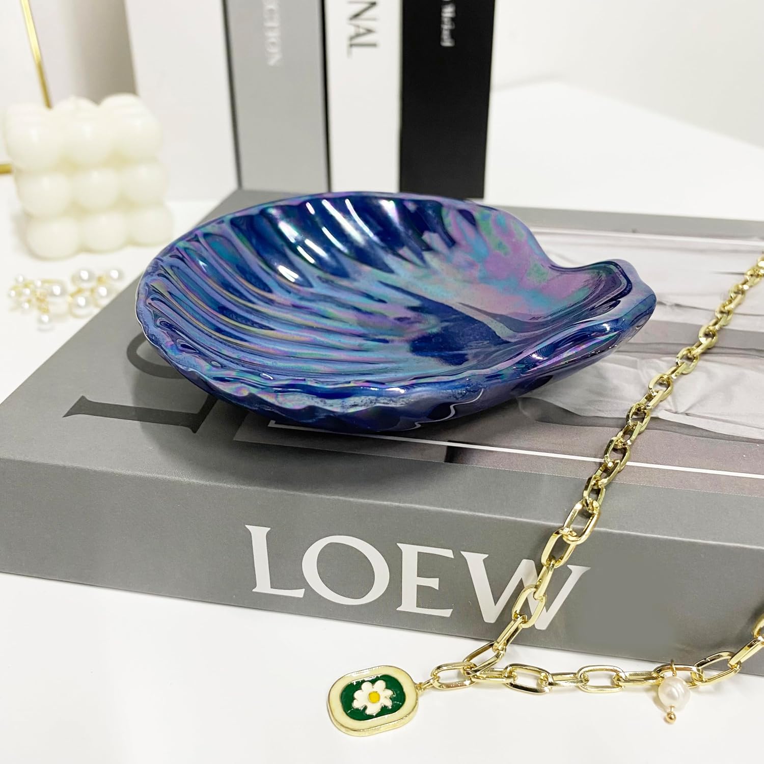 Shell Jewelry Holder Dish / Indigo