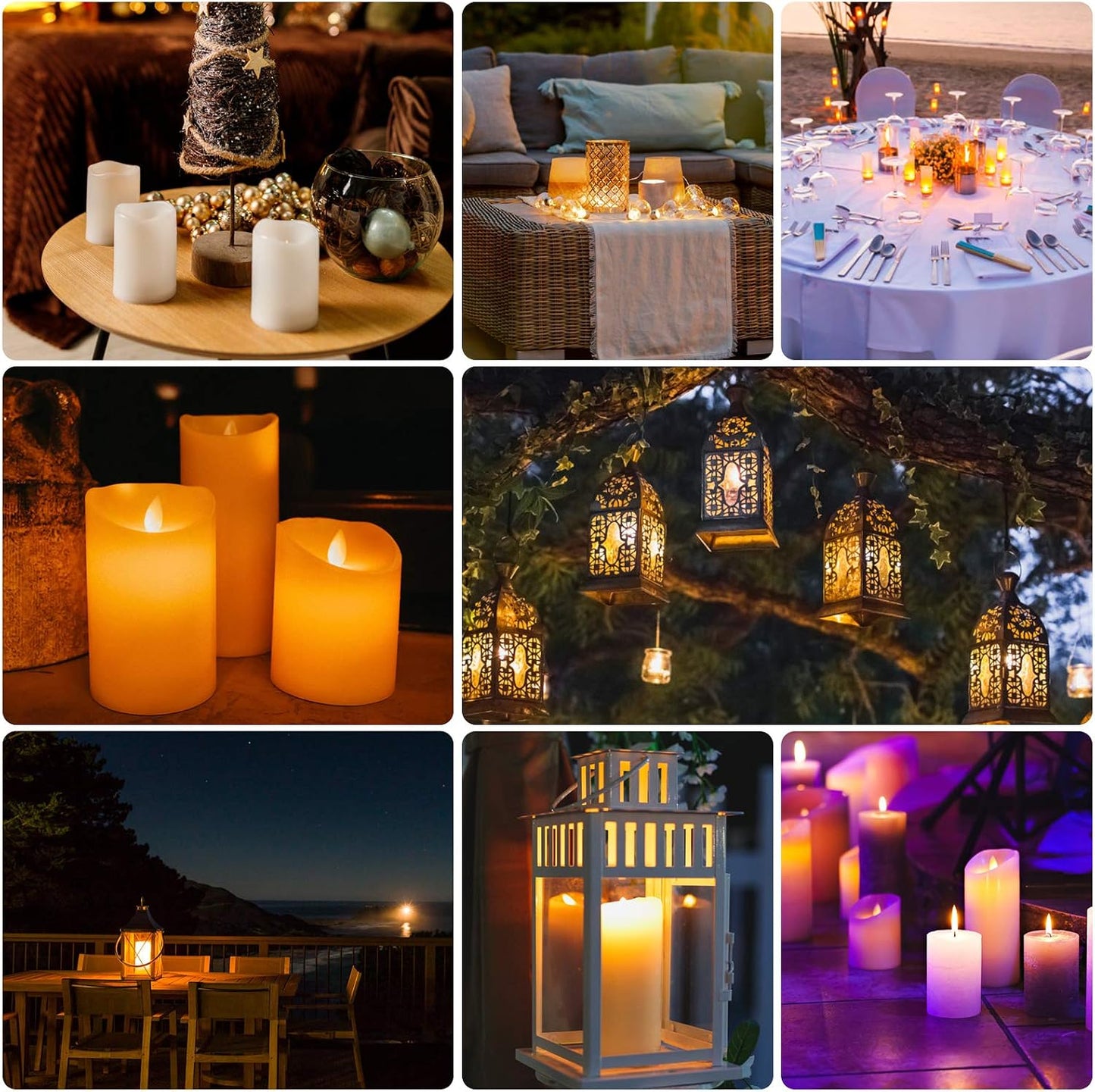 Waterproof Flickering Flameless Candles, Set of 12 Battery Operated Candles (D2.2'' x H4''5''6''7"), Outdoor Indoor