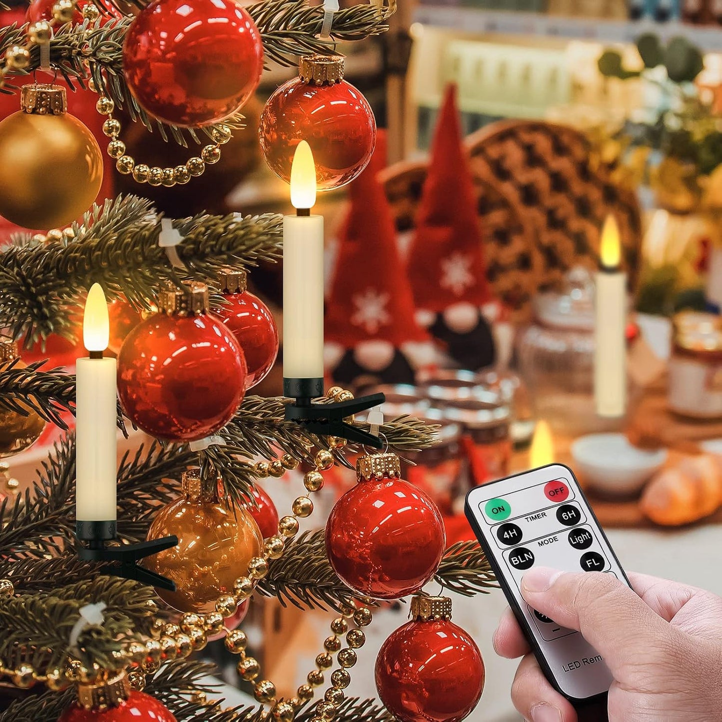 Daord 20 PCS Flameless LED Taper Candles Flickering Flame Battery Operated with Remote & Timer Warm White Christmas