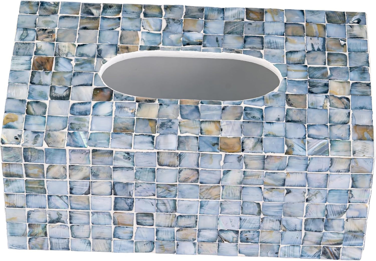 Rectangular Mother of Pearl Tissue Box Capiz Shell Handmade Rectangle Tissue Box / 10.2 x 5.9 / Blue