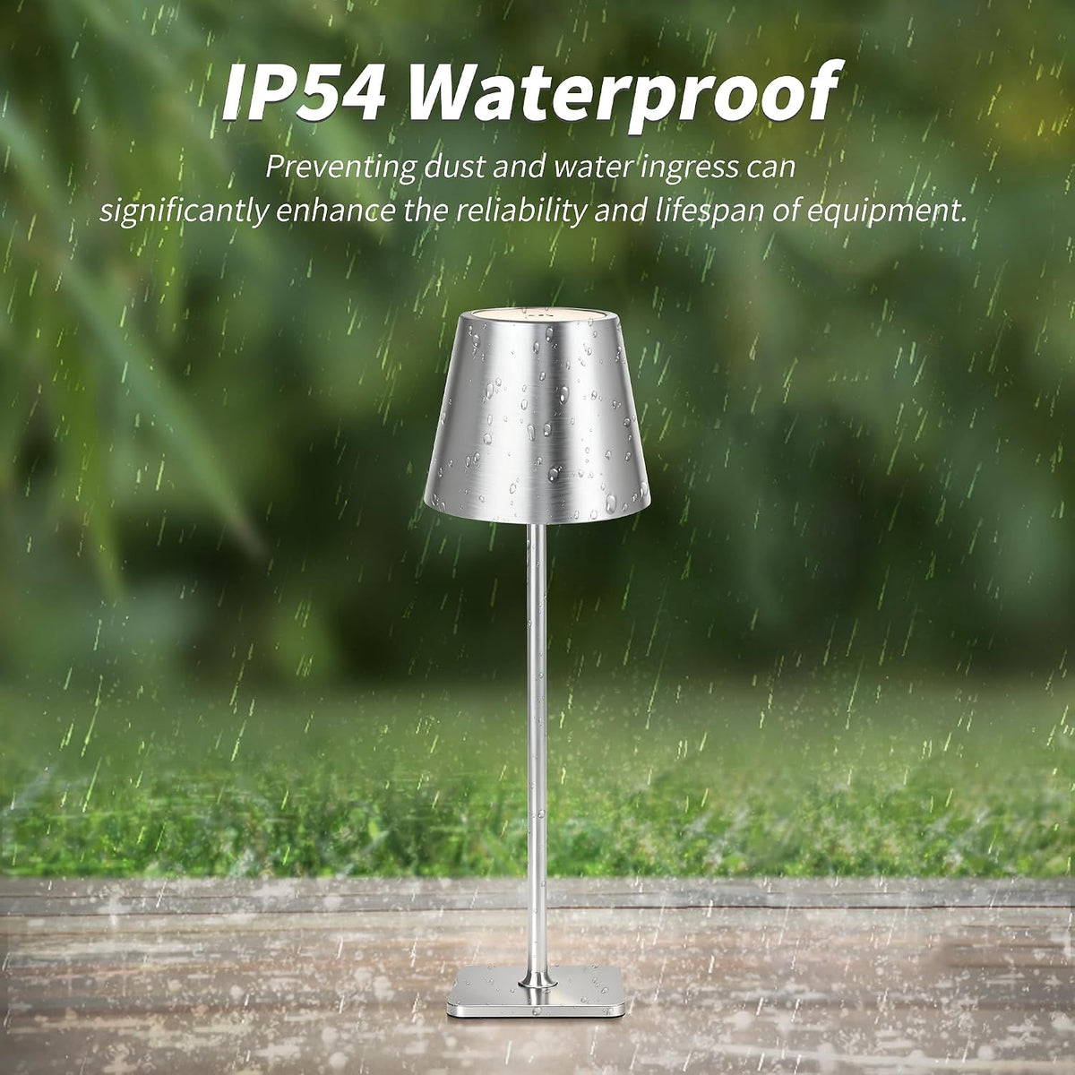 Mr. White Outdoor Waterproof Cordless Wireless Rechargeable Portable Top Touch Battery Operated Powered LED Table Lamp