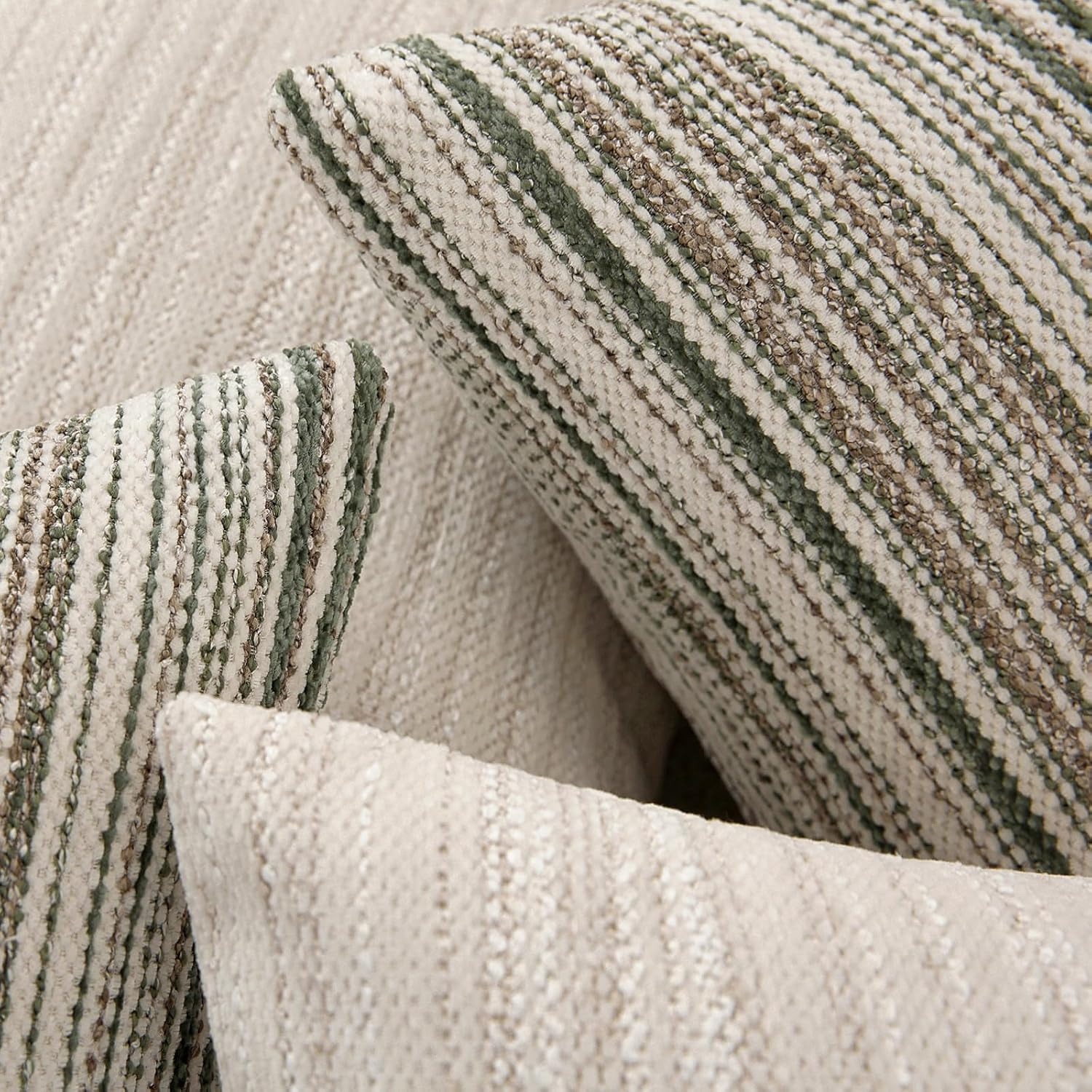 Chenille Throw Decorative Pillow Covers / Cream / 20 x 12 / Set of 2