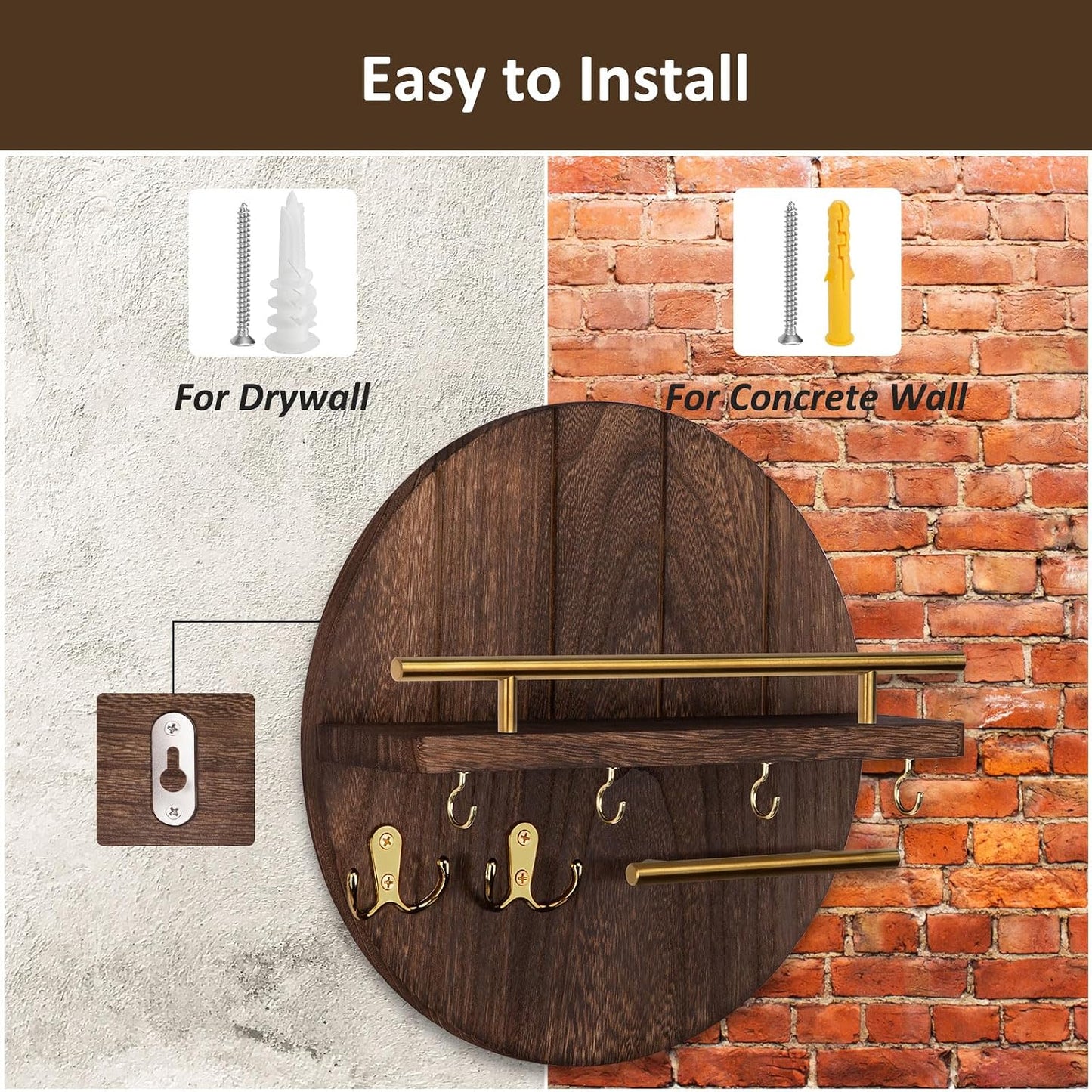 Rustic Mail Organizer / Brown&gold / 11.8 Inch