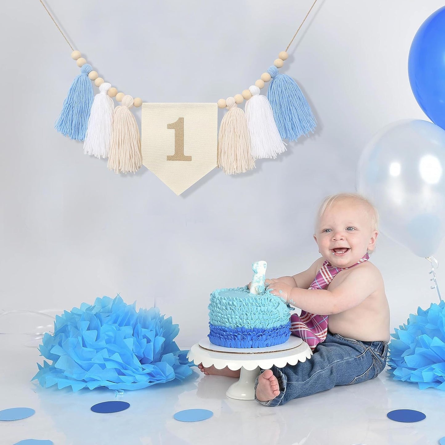 Wood Bead 1st Birthday Banner