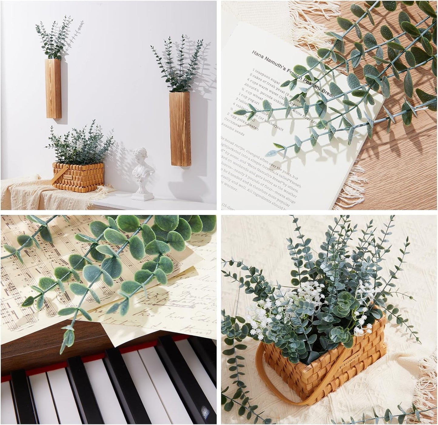 Fake Eucalyptus Plants Real Touch Faux Flower / Set of 40