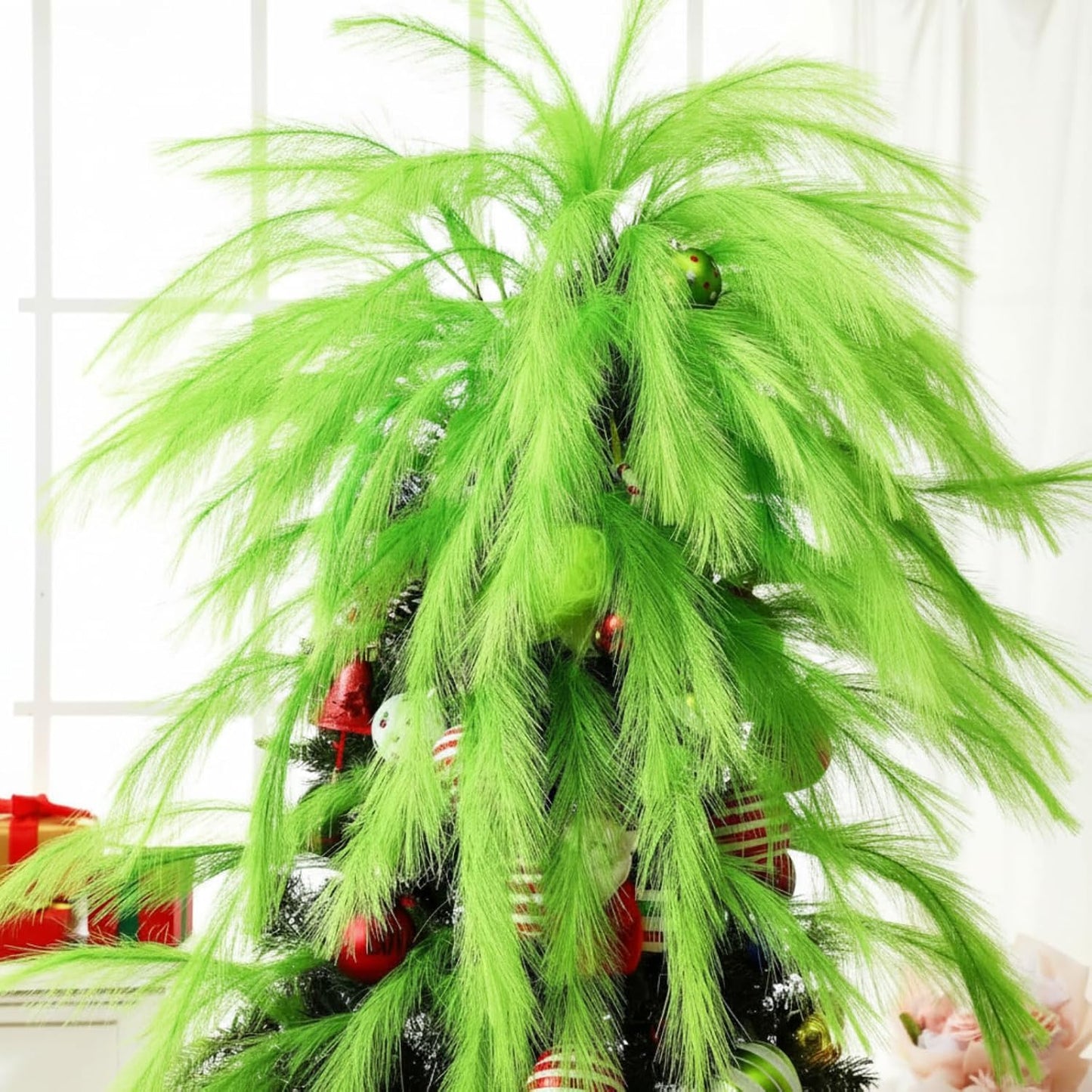 Lime Christmas Tree Topper Artificial Xmas Tree Picks 21.6" Fluffy Christmas / Green / Set of 20