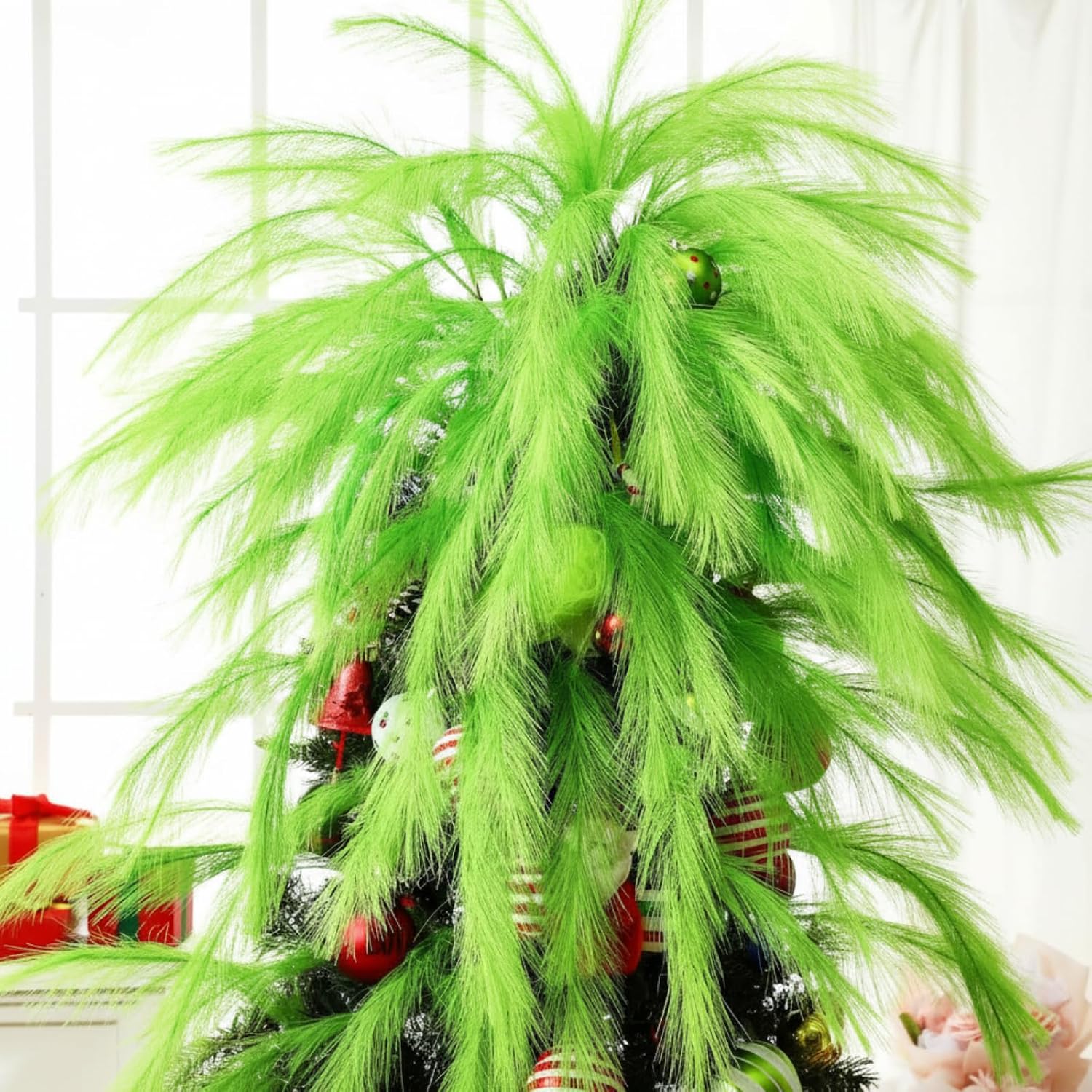 Lime Christmas Tree Topper Artificial Xmas Tree Picks 21.6" Fluffy Christmas / Green / Set of 20