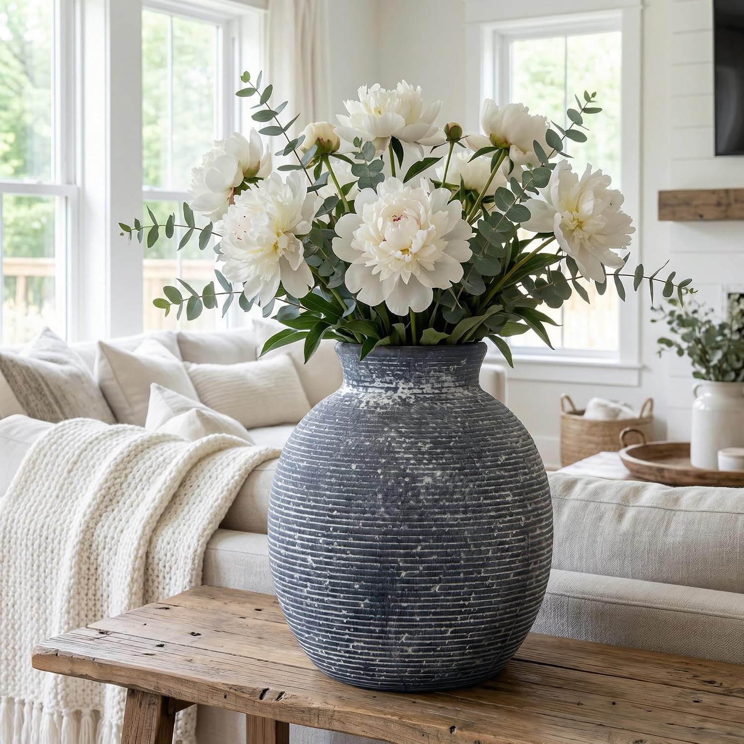 Ceramic Flower Vase / Dark Blue-7.4