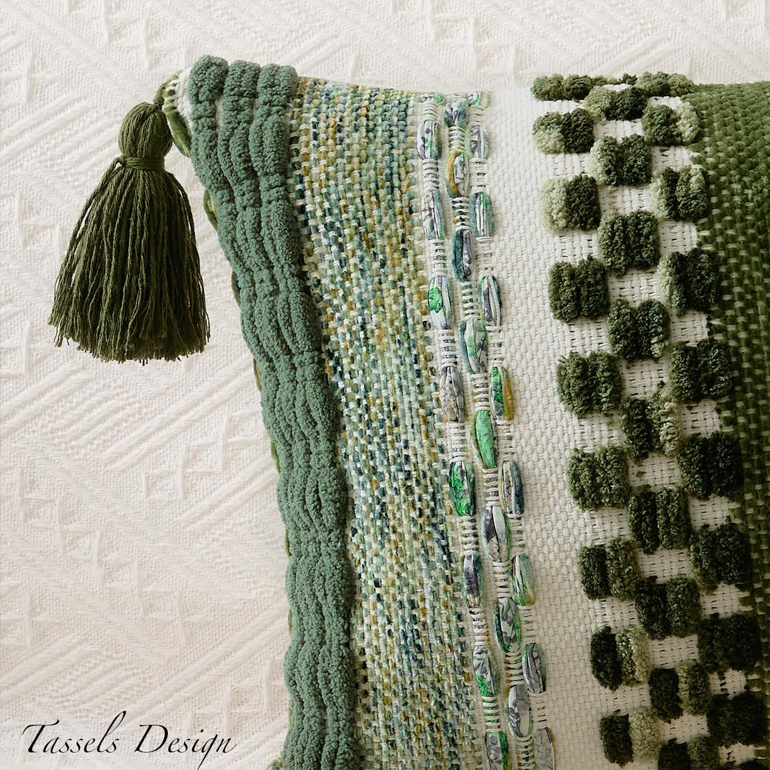Kevin Textile Long Lumbar Pillow Cover Boho Decorative Rectangle Cushion Case / 36 x 14 / Green
