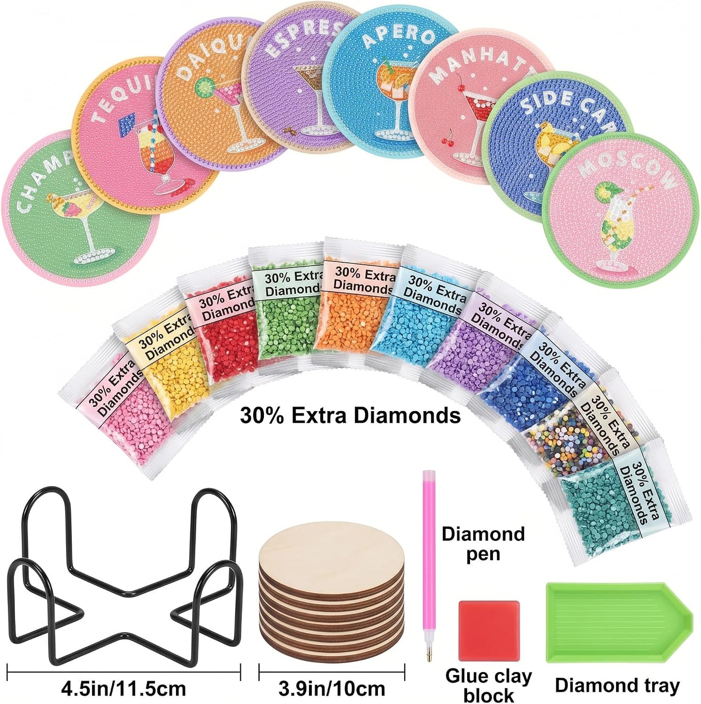 Holder / 5D DIY Diamond Dot Craft / Set of 8