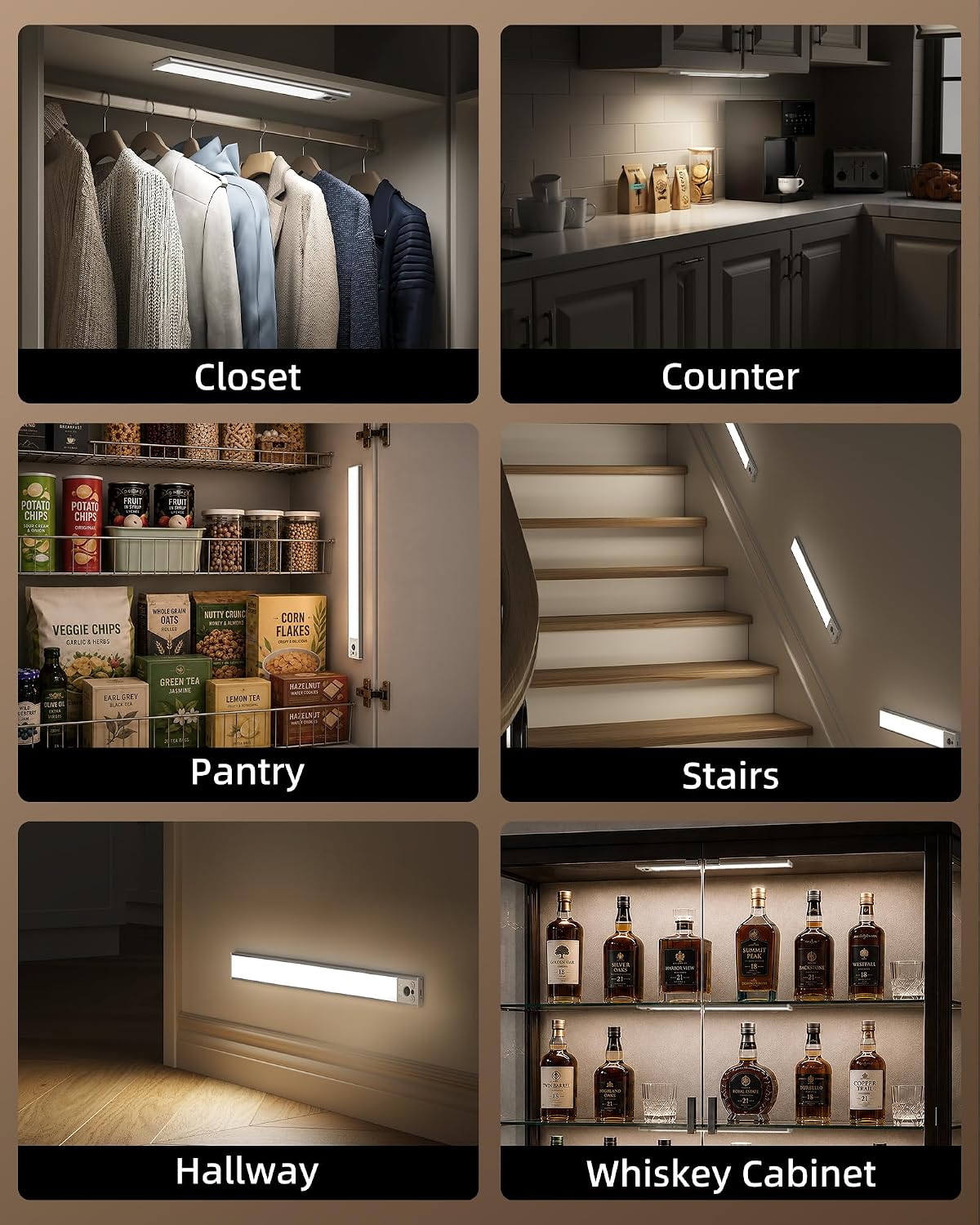 EZVALO 16.5-inch Under Counter Lights., Motion Sensor Under Cabinet Lights | 4-Pack, 4000mAh Rechargeable Battery