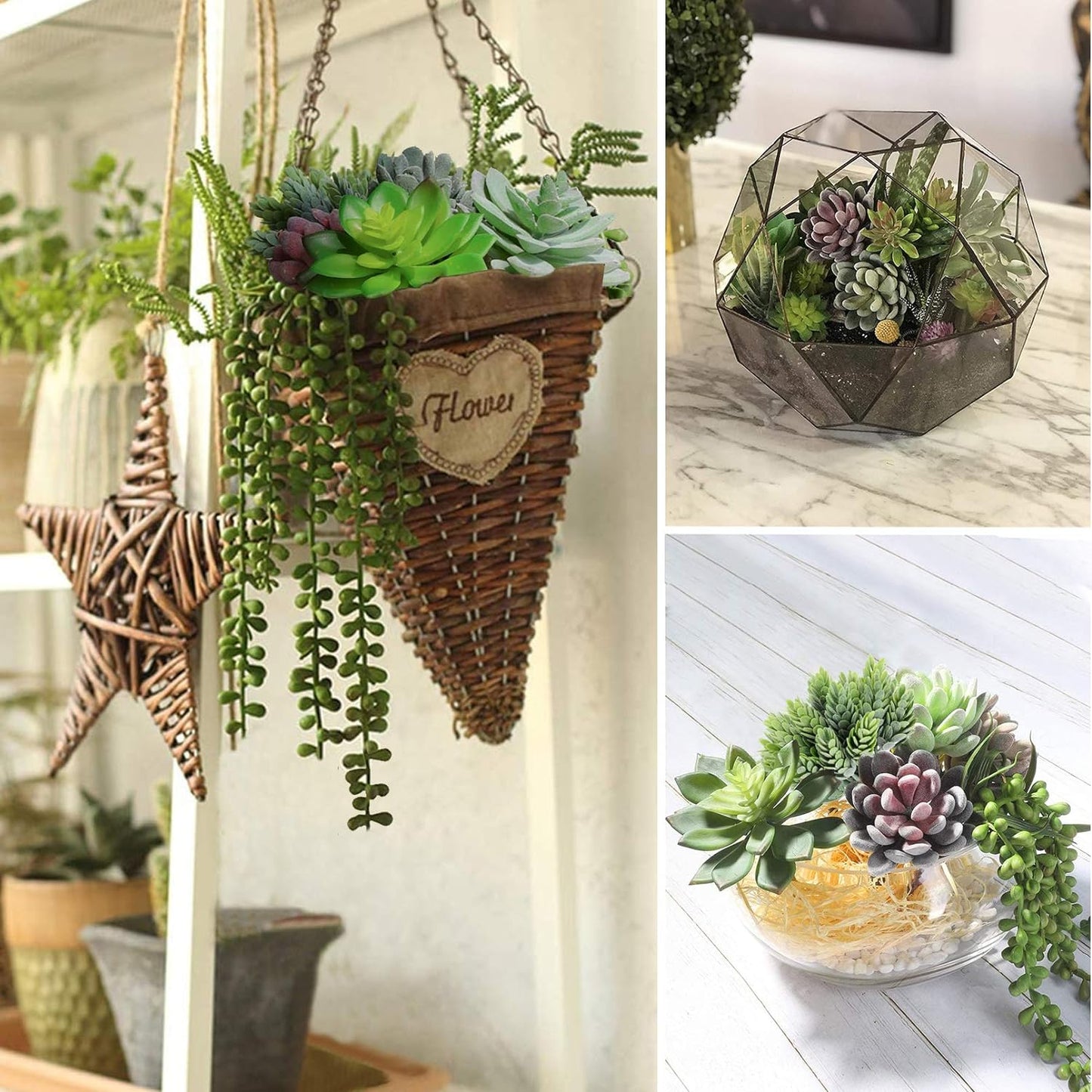 Set Faux Succulents Unpotted Fake Succulent Plants / Set of 16