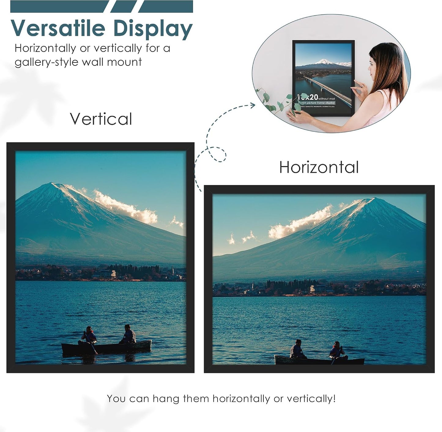 16x20 Picture Frames 5 Pack, Black for Wall Mounting | Horizontal or Vertical Poster Frames 16x20, for Photos, Artwork;