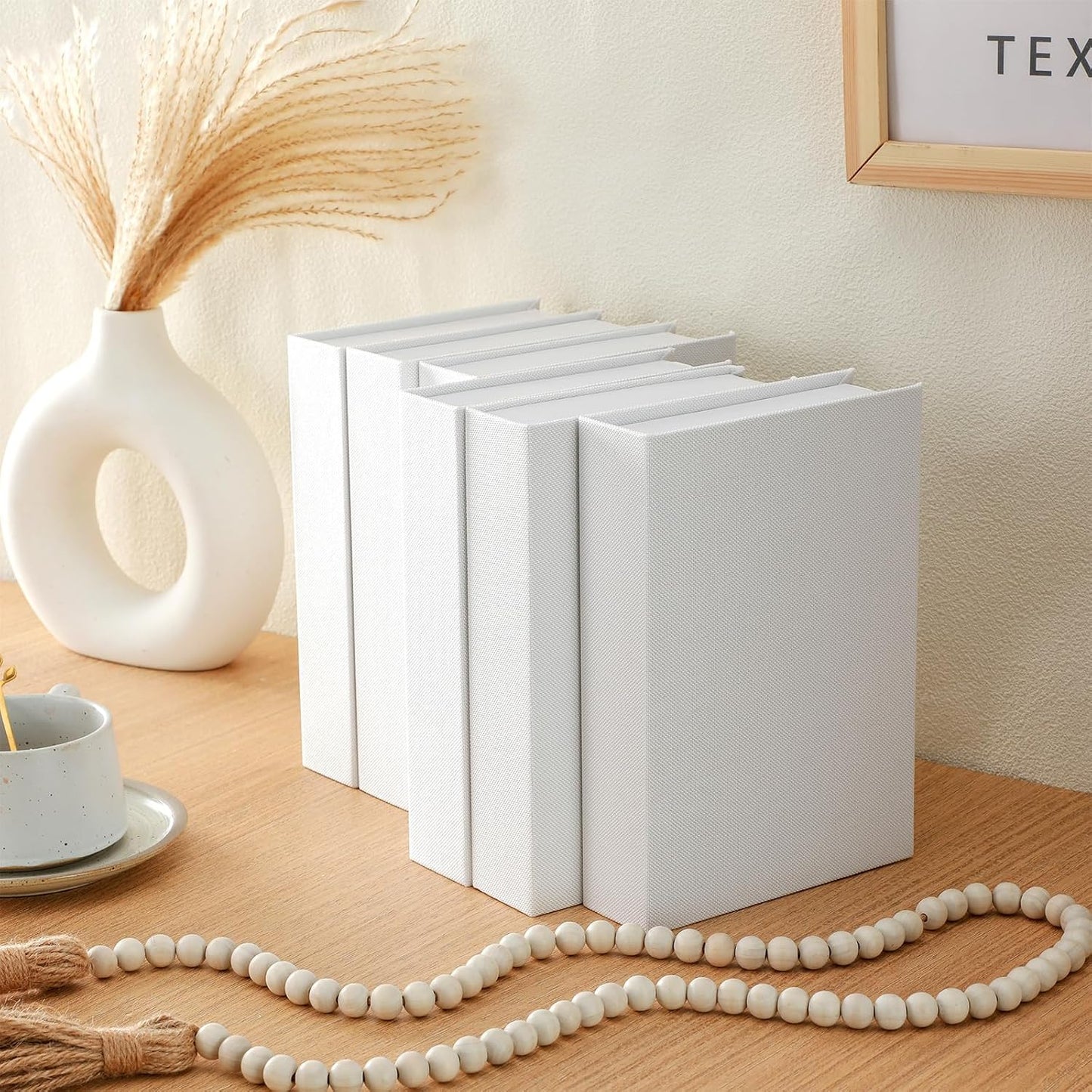 Faux Book Box Decorative Books Modern Linen Fake Books Decor / White / Set of 10