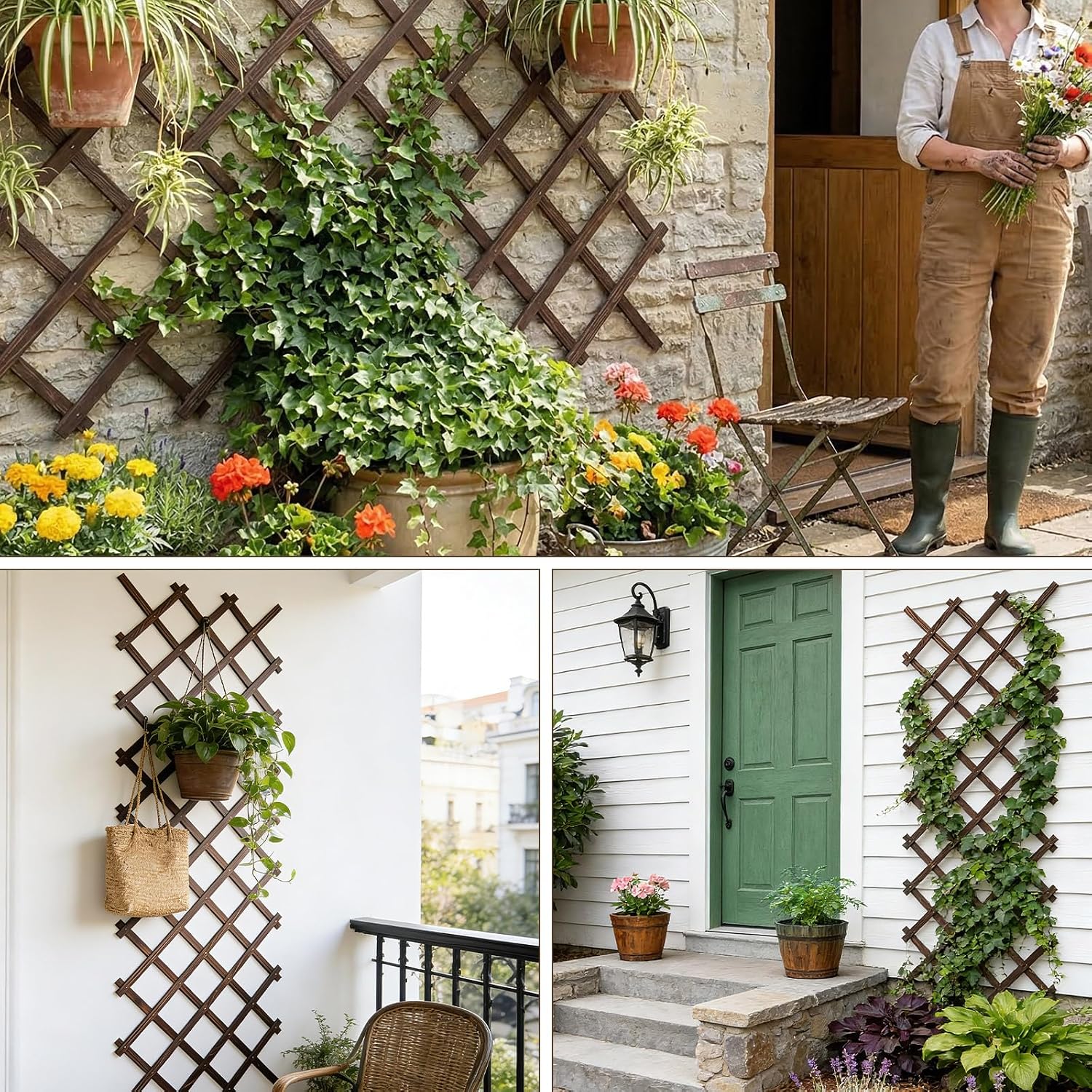 Expandable Garden Trellis, 38" x 89" Trellis for Climbing Plants Outdoor, Wooden Lattice Fence Wall Panel Lattice