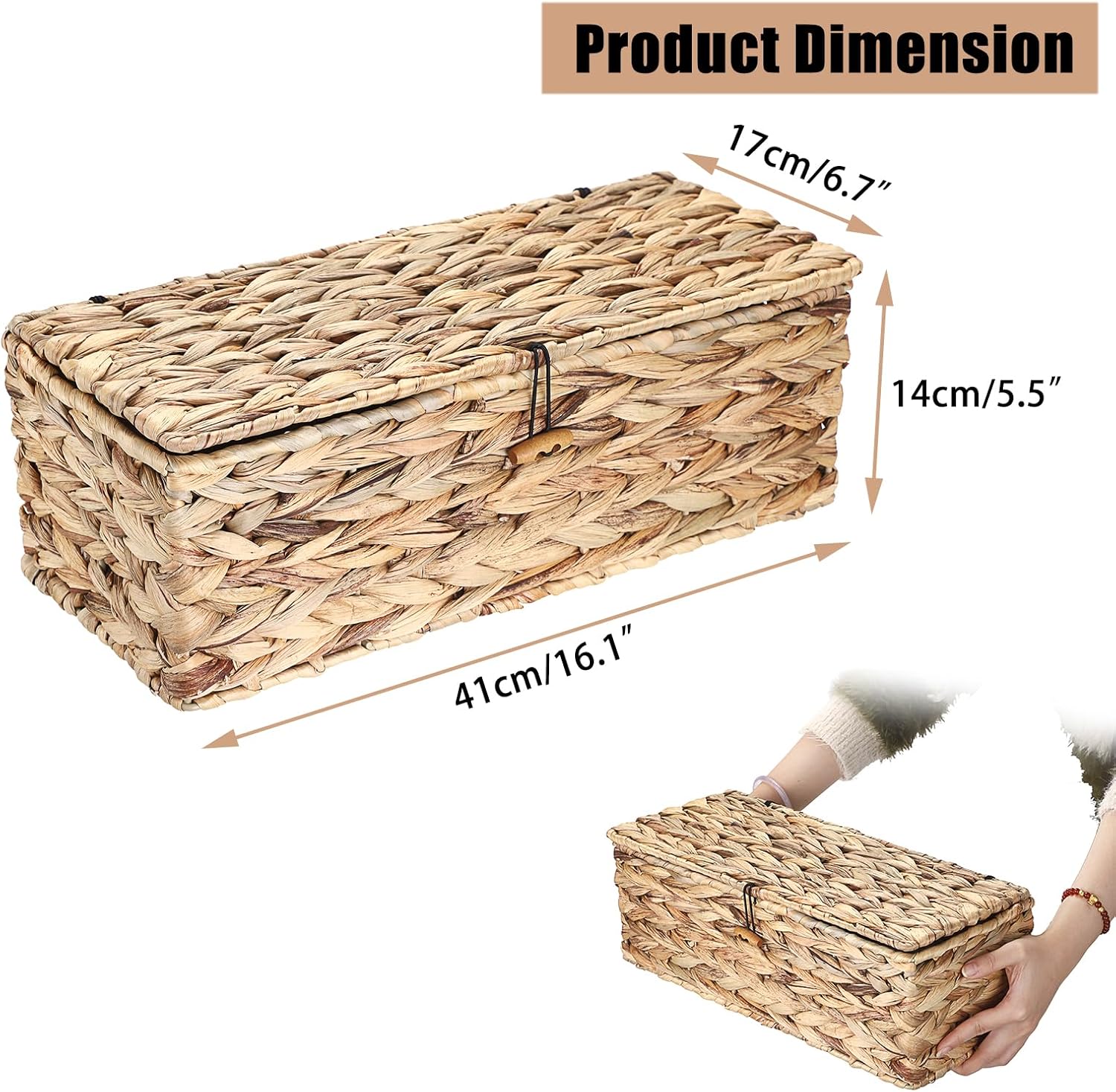 Wicker Storage Basket / Lid Rectangle Wicker Basket