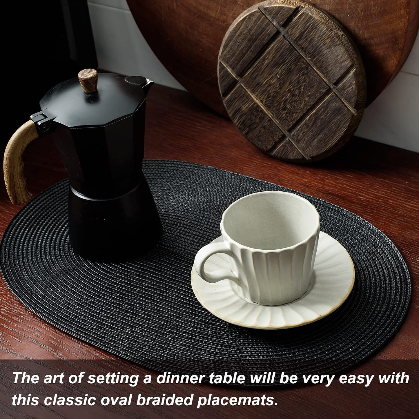 AHHFSMEI Placemats Set of 8 for Dining Table Washable Woven Non-Slip 18x12 inches Placemat Heat-Resistant Durable Table