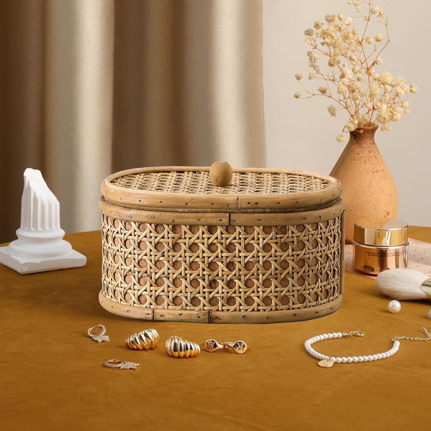 Hand-Woven Display Boxes for Organizing Jewelry / Classic Brown