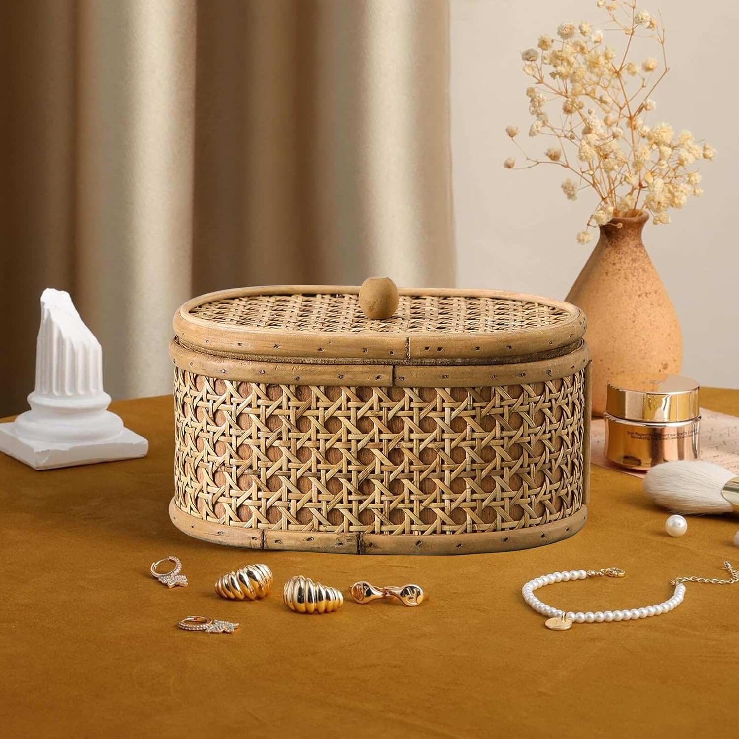 Hand-Woven Display Boxes for Organizing Jewelry / Classic Brown
