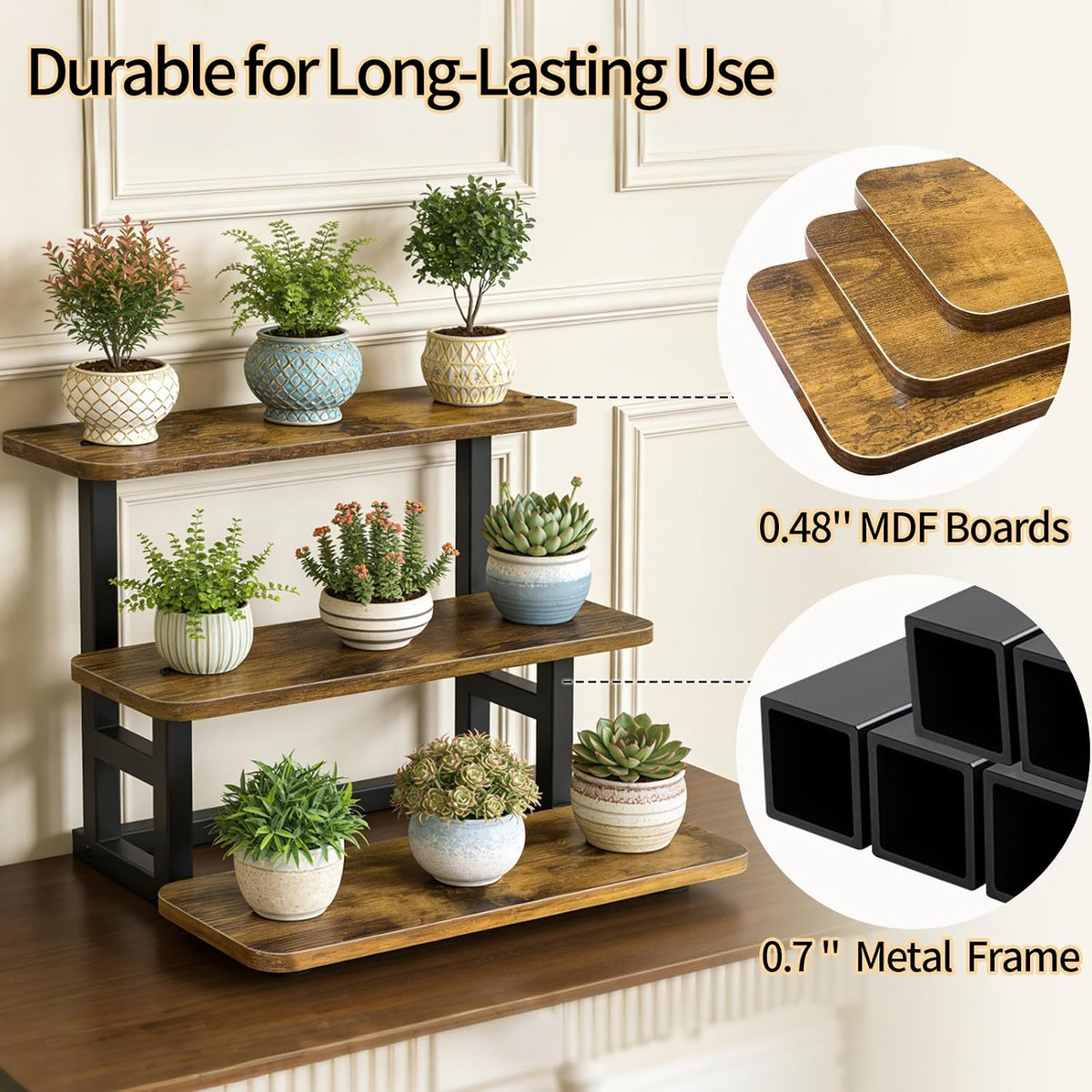 Lilybud--lily 3 Tier Cupcake Stand, Wooden Risers Display Stands Stepped Dessert Table Display Set with Metal Frame