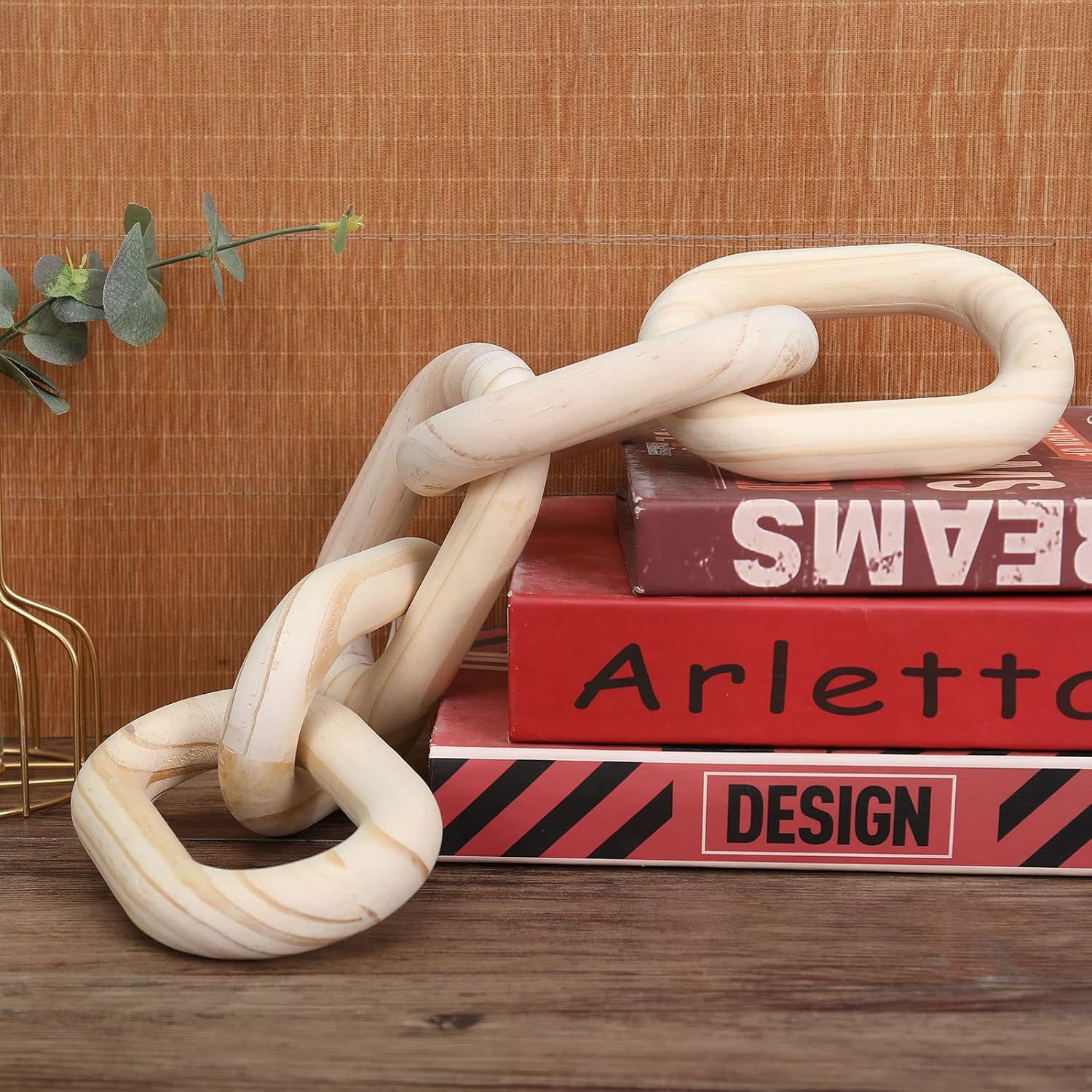 Wood Chain Link Decor boho- Hand Carved Decorative Wooden Chain / Natural