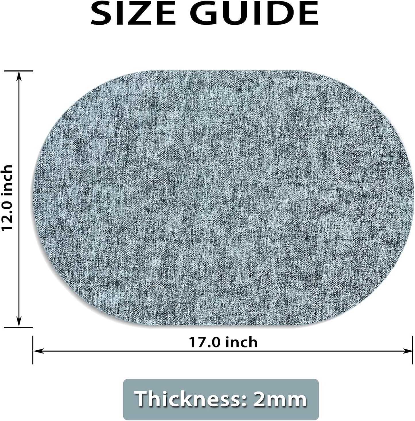 Placemats for Dining Table Set of 8 Non-Slip, Heat Resistant Oval Leather Placemat Double Layer, Waterproof Table Mats