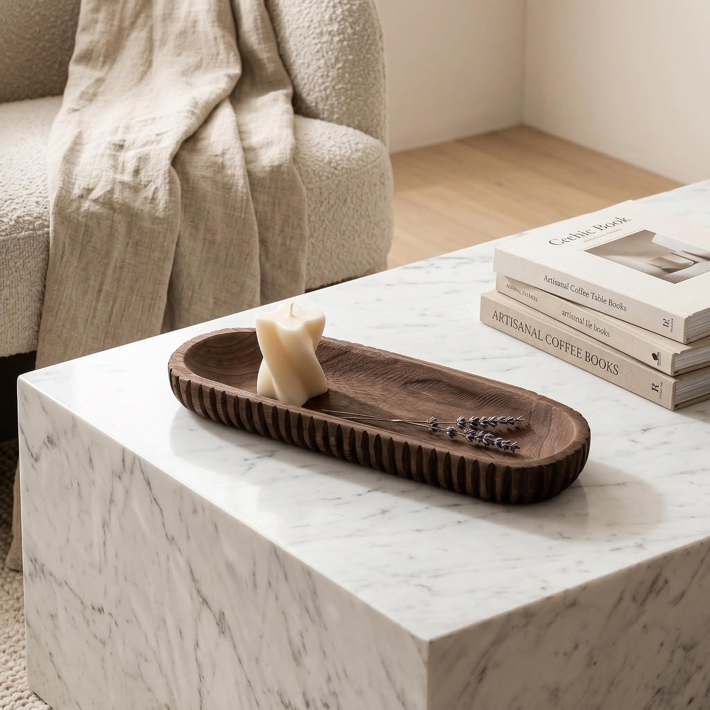 Handmade Wooden Decorative Tray / Natural