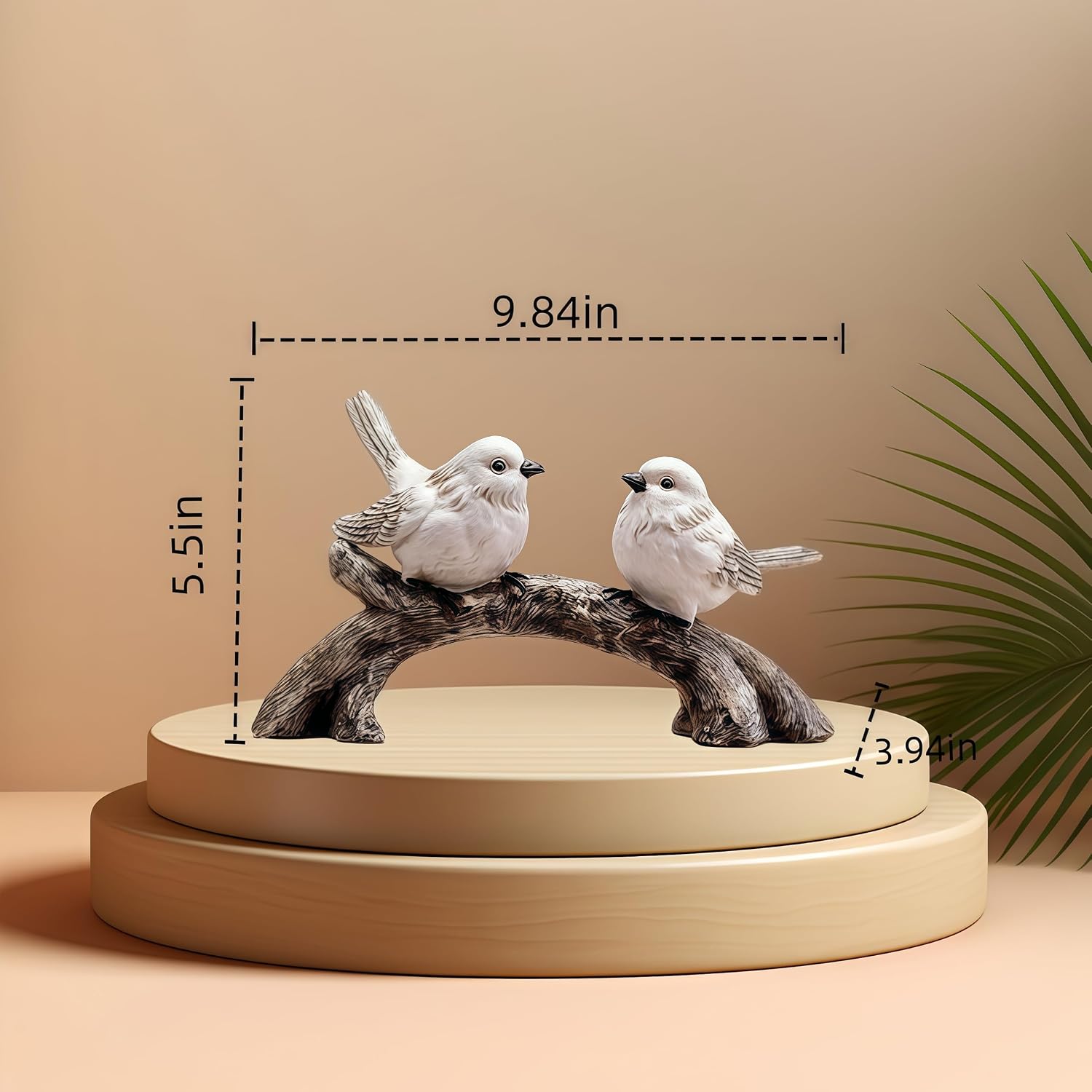 Handcrafted Couple Bird Statue / White