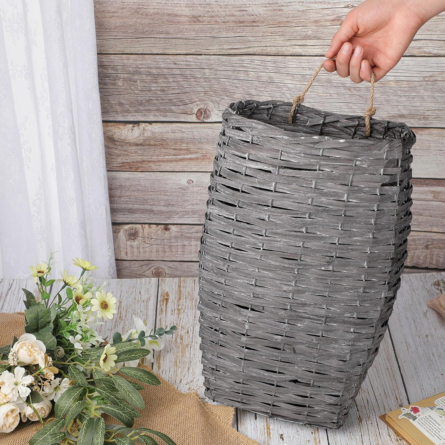 Front Door Basket Woven Hanging Basket / Vintage