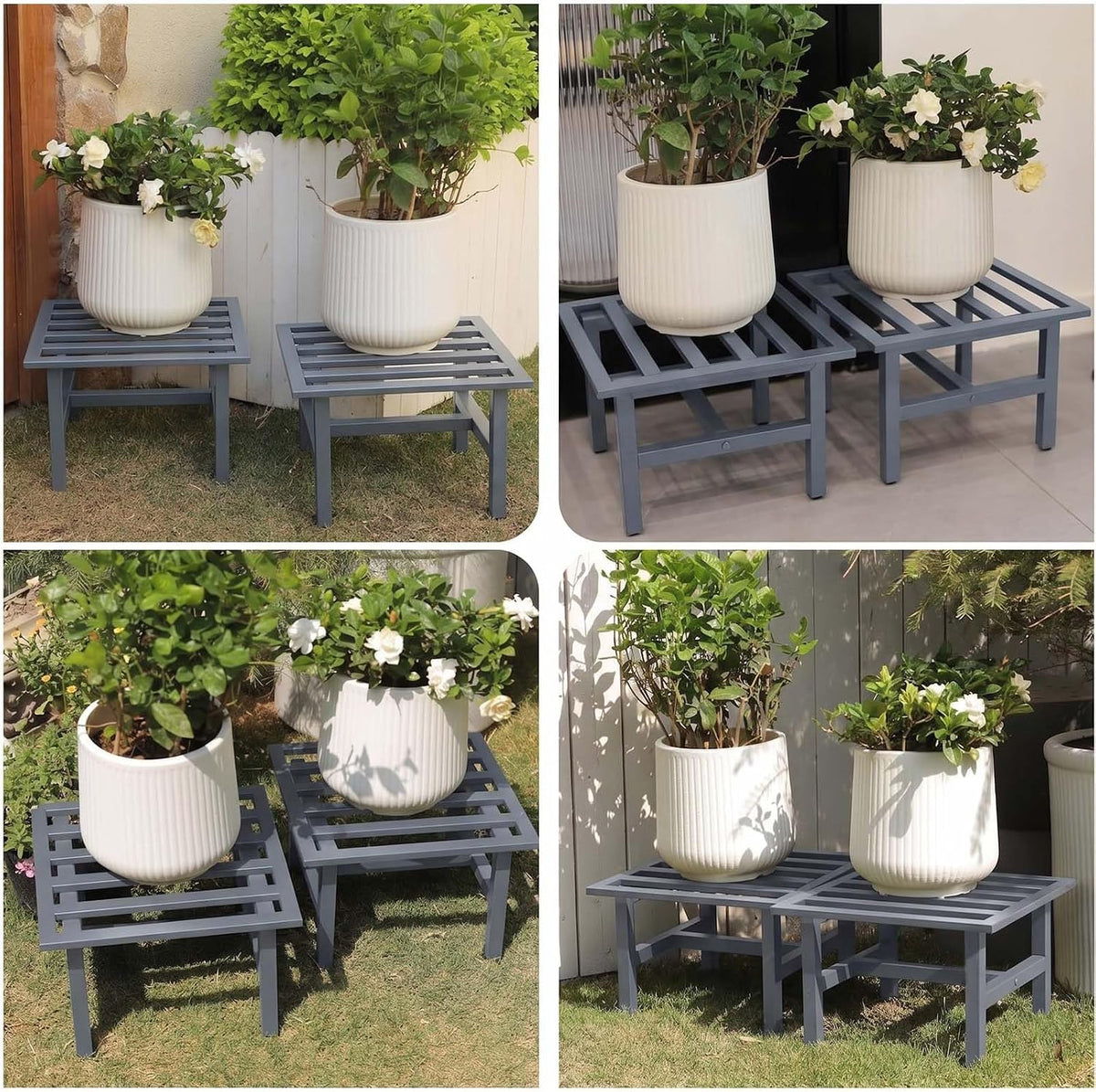 Heavy Duty Metal Plant Stand Outdoor, 330 lbs Wrought Iron Square Plant Stand Indoor, Rustproof Low Pedestal for Large
