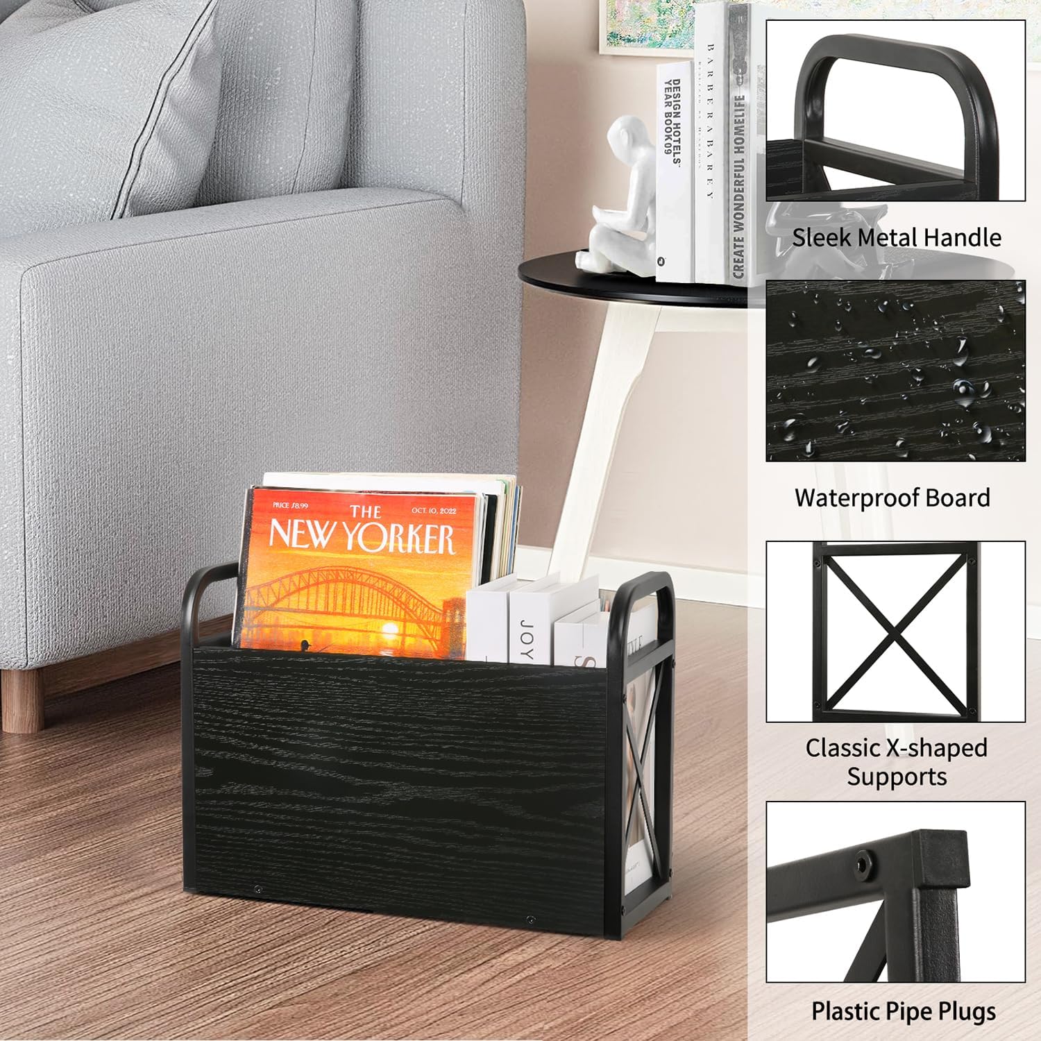 YINMIT Magazine Holder, Magazine Rack Floor, Magazine Storage Basket, Folder Organizer Bin for Books, Newspapers