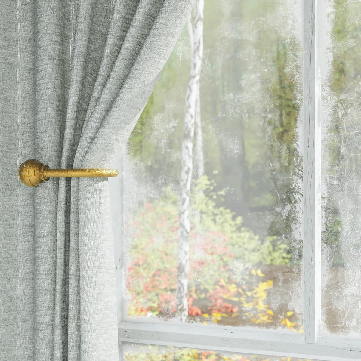 Hion Curtain Holdbacks Gold 6pcs, Curtain Tiebacks Wall Mounted Hooks | Curtain Holders for Drapes, One-Piece Metal
