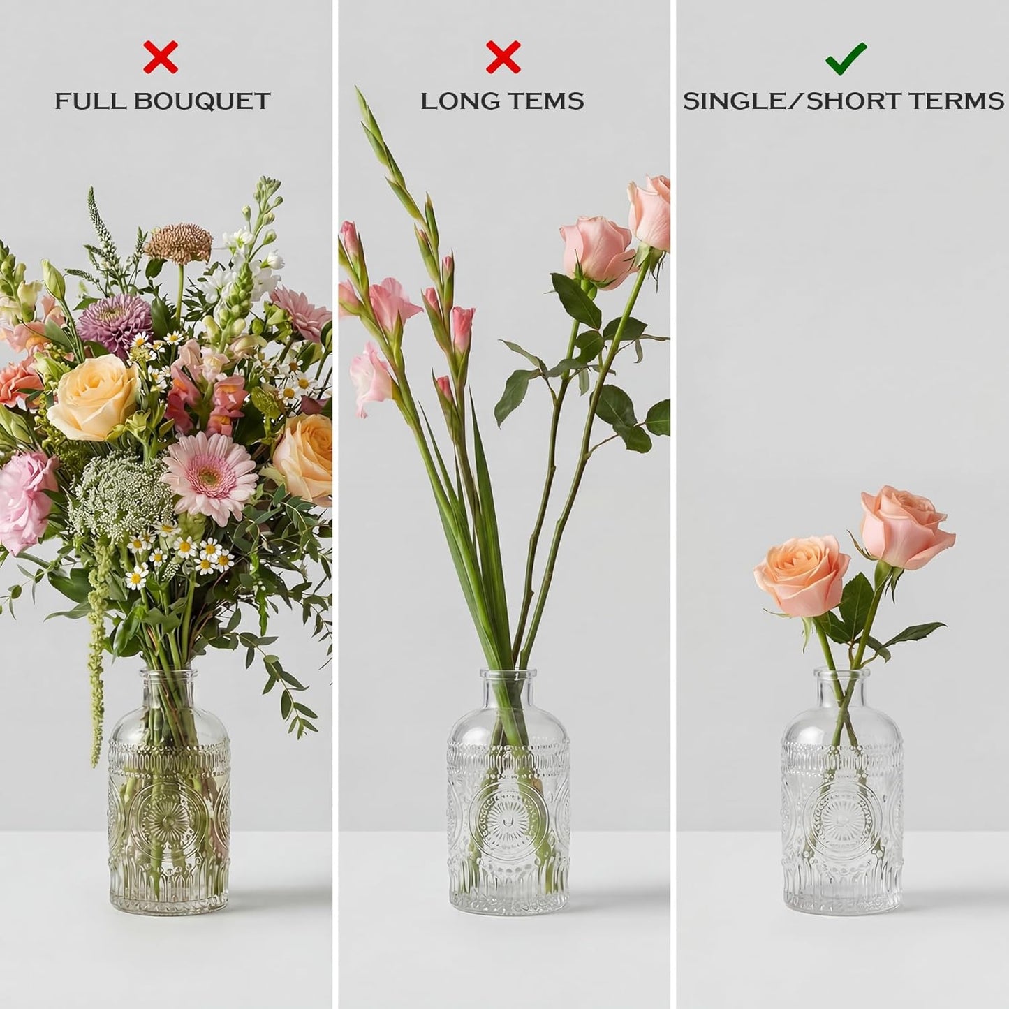 Mini Glass Bud Vases / Clear / 4.9 Inch / Set of 12