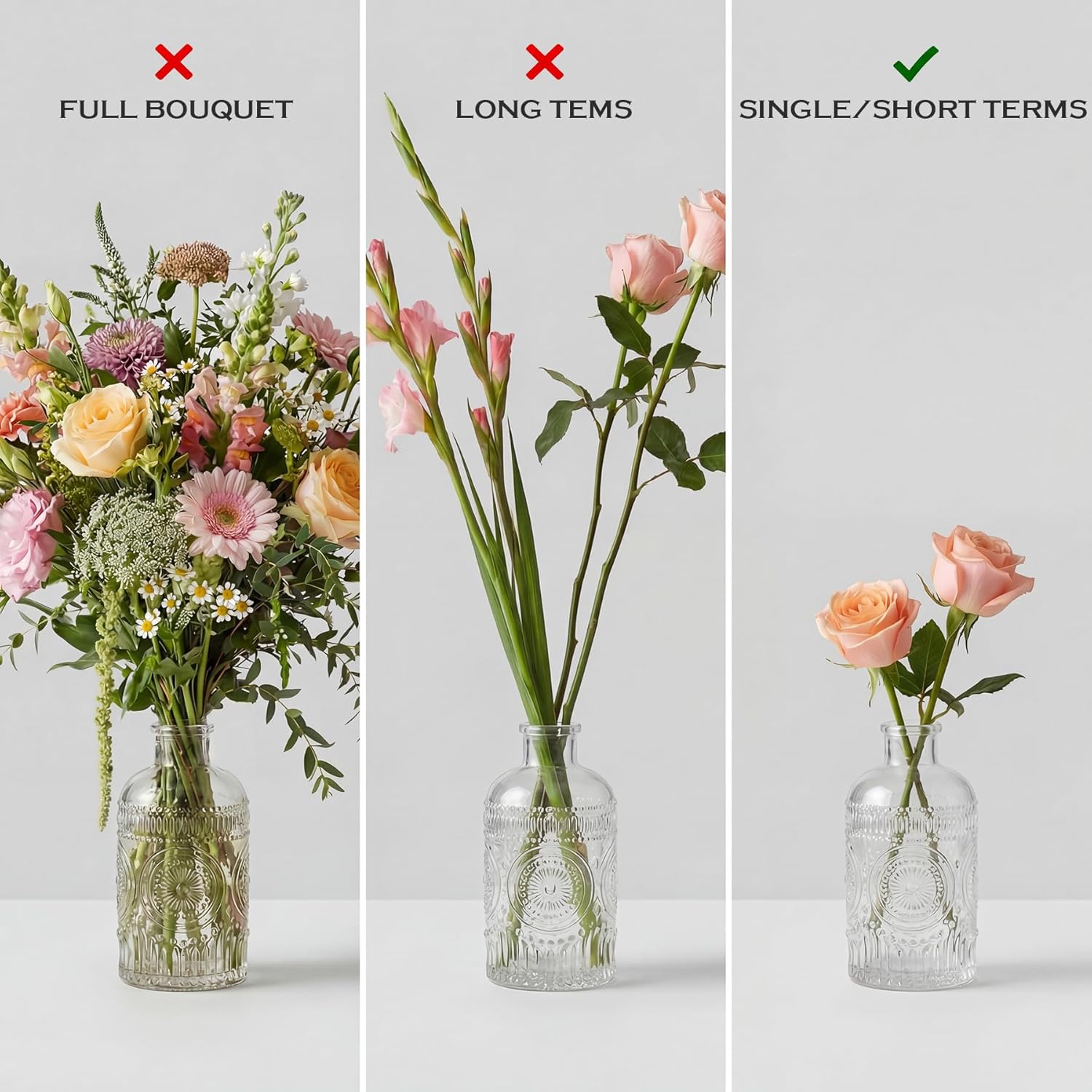 Mini Glass Bud Vases / Clear / 4.9 Inch / Set of 12