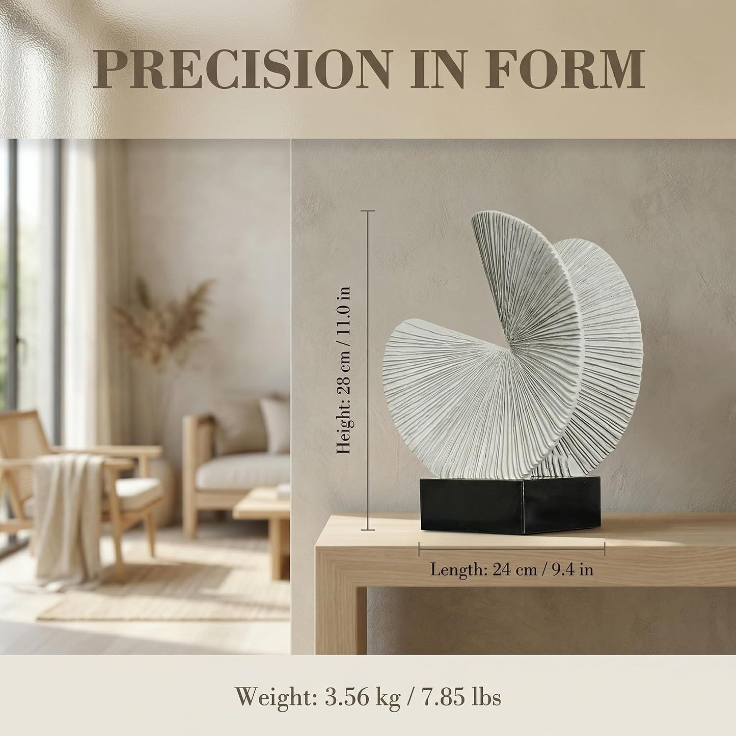 Nature Inspired Decorative Statue / Gray White B
