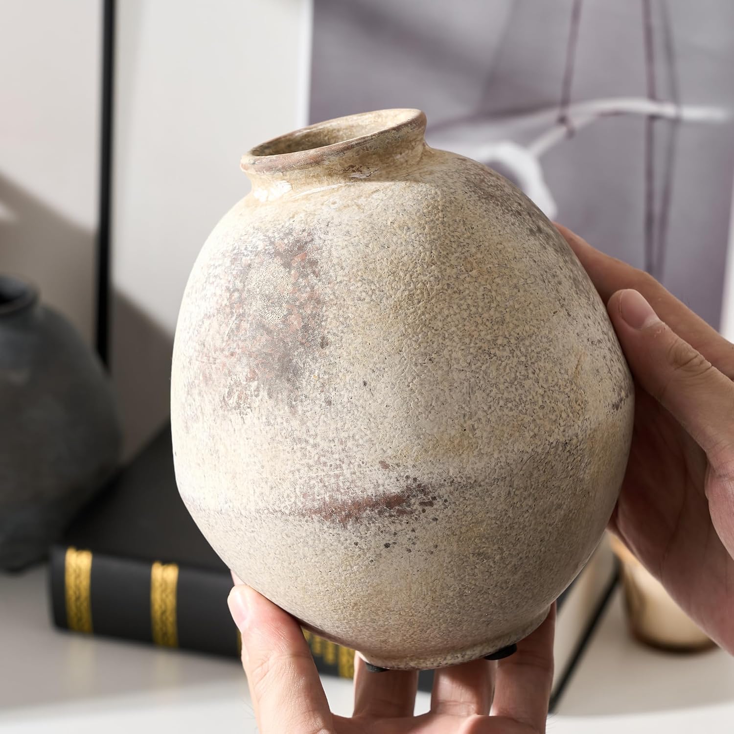 Ceramic Flower Vase / Natural Brown- 6.22 / 6.22 Inch