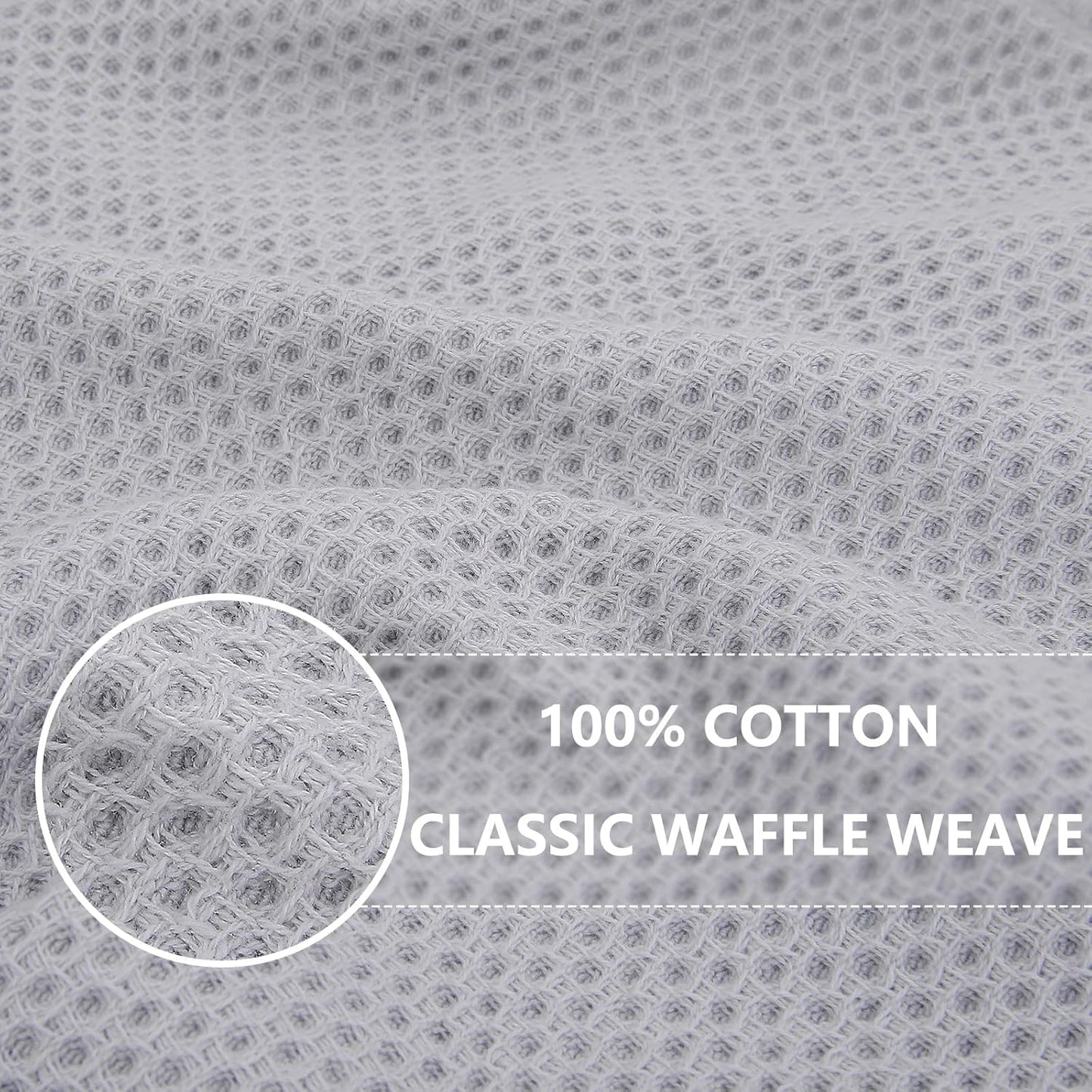 Homaxy 100% Cotton Waffle Weave Kitchen Dish Cloths 12-Pack, Light Gray | 12 x 12 Inches, Ultra Soft Absorbent Dish
