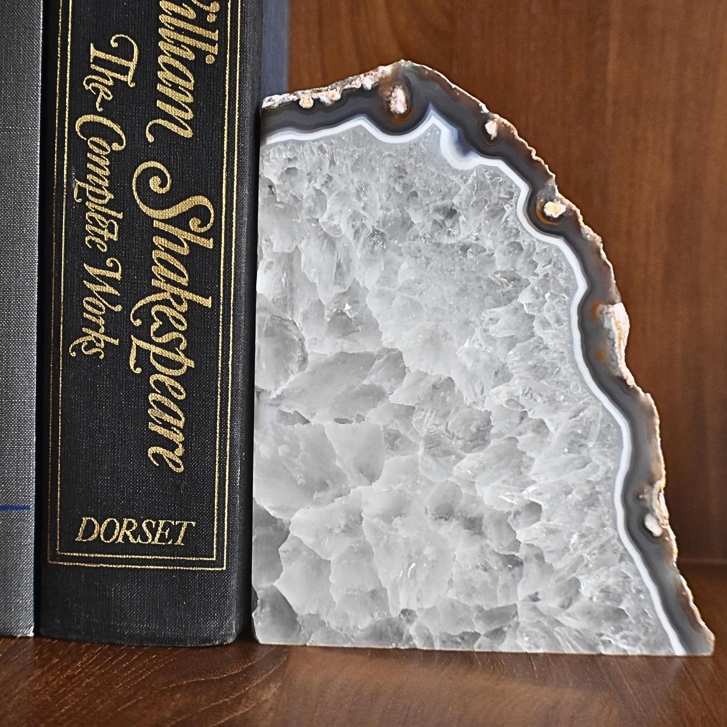 Agate Bookends / A-Quality XL Heavy Duty Geode / Natural / A Grade 6 - 8 Lbs