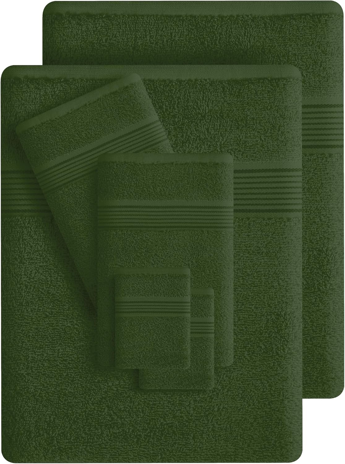 100% Cotton Towel Set, Contains 6 Soft Bath Towel, 6 Hand Towels, 12 Wash Cloths - Compact Absorbent Lightweight &