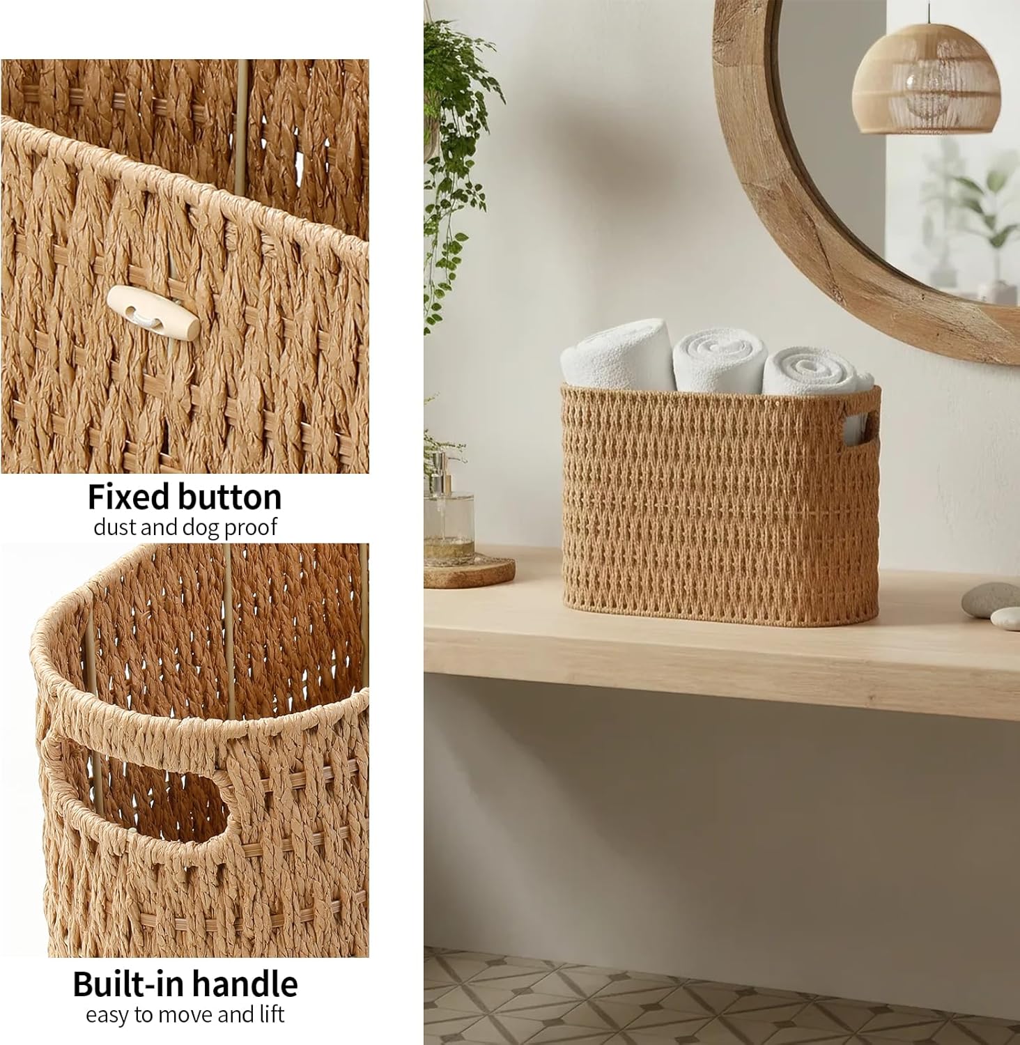 Woven Basket Both / Natural / No Lid