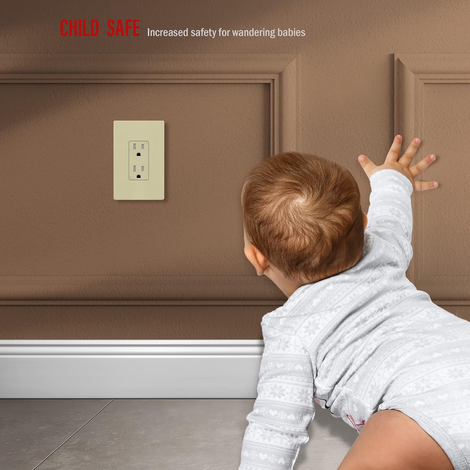 ENERLITES 1-Gang Ivory Mid-Size Screwless Decorator Wall Plate, 10 Pack | Size 4.88" x 3.11", Plate cover Fits light