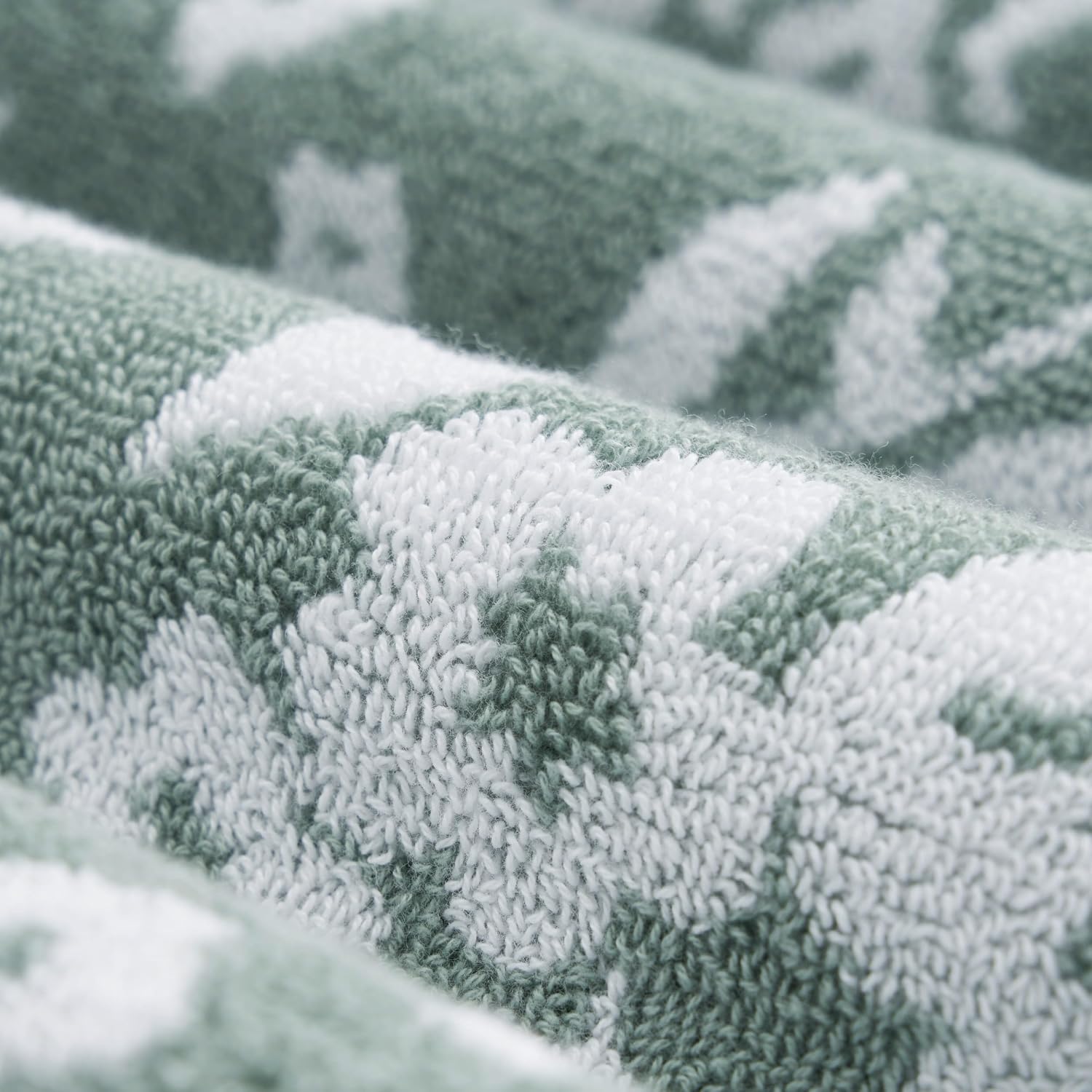 Lucky Brand Folk Floral 6 Piece Bath Towel Set - (2) Bath Towels, (2) Hand Towels, and (2) Washcloths - Iceberg Green