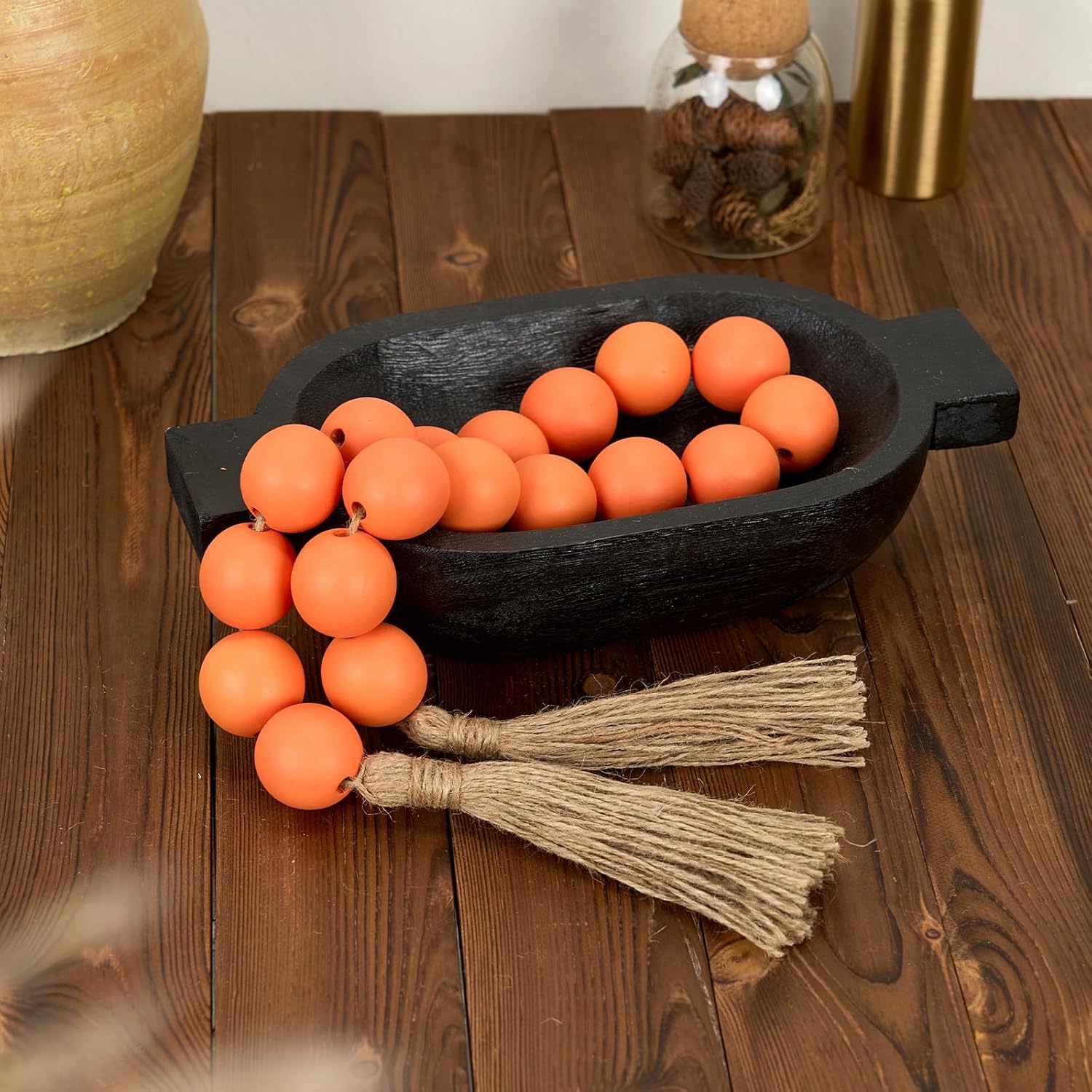 Extra Large Wood Bead Garland Orange / 8 Orange / 41 Inches